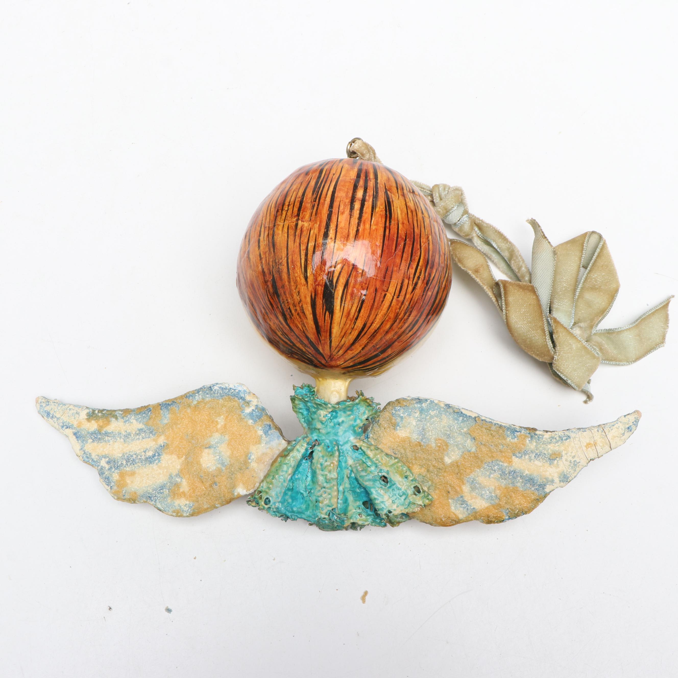 Folk Art Style Painted Glass Angel Ornaments
