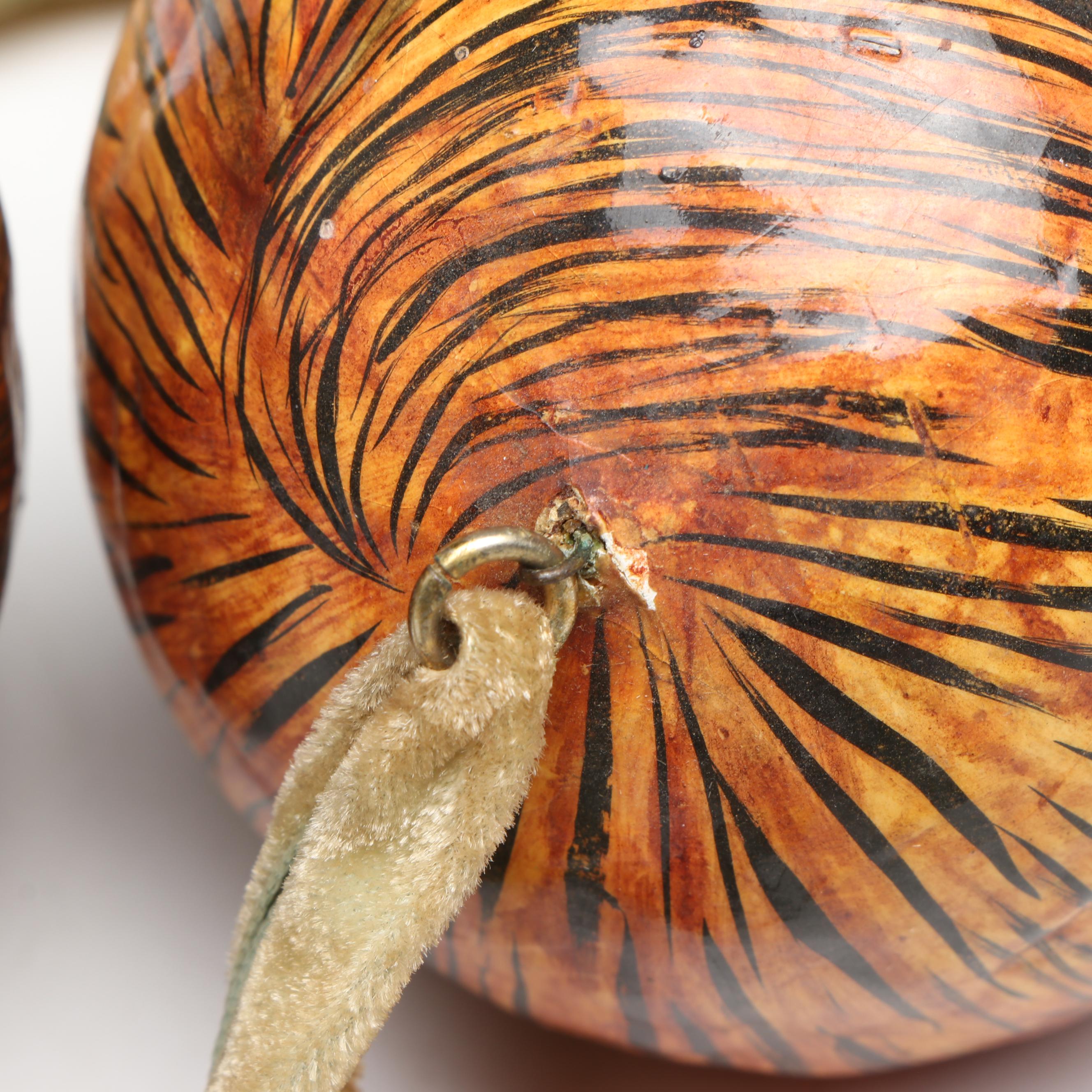 Folk Art Style Painted Glass Angel Ornaments