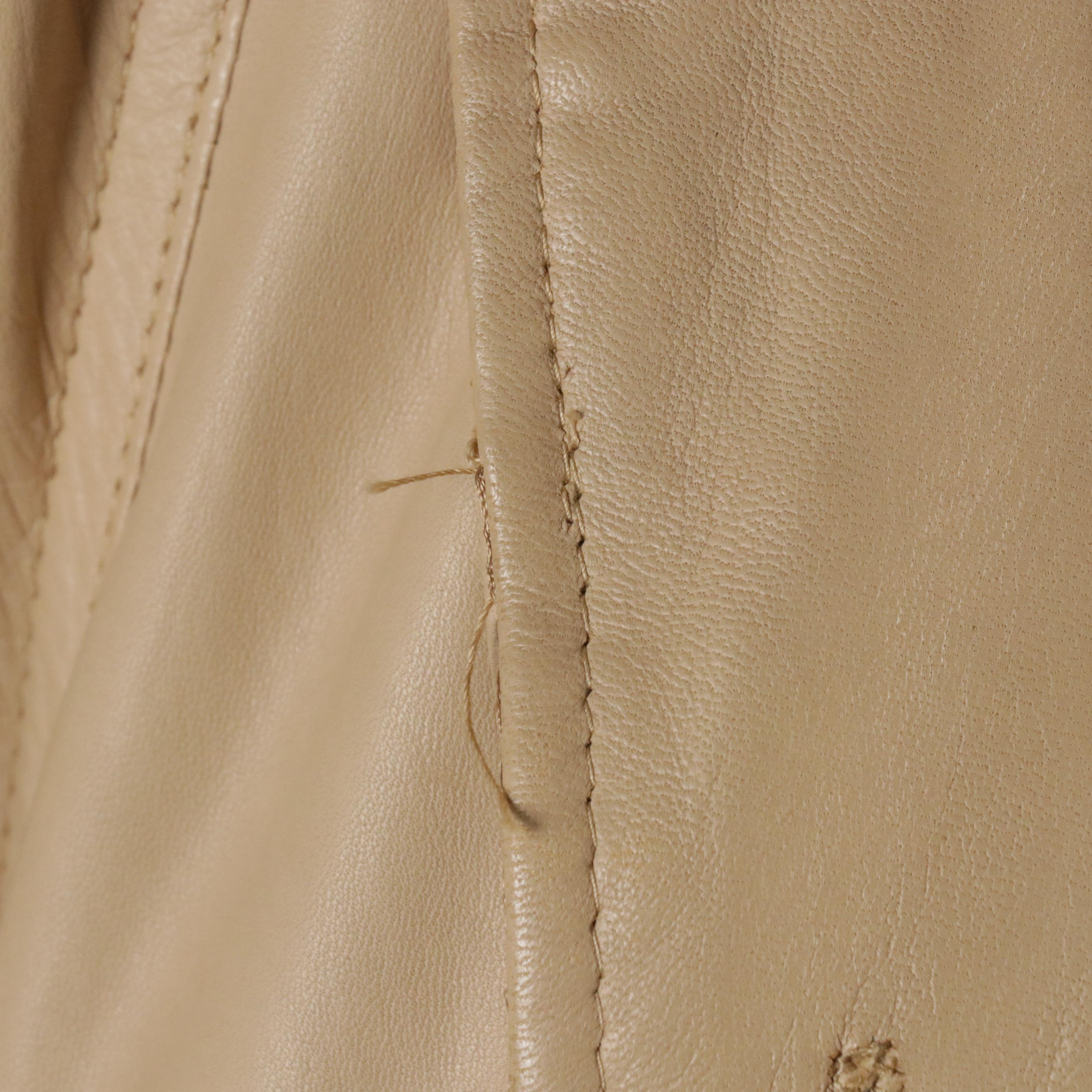 Vericci Beige Leather Jacket with Detachable Fox Fur Collar