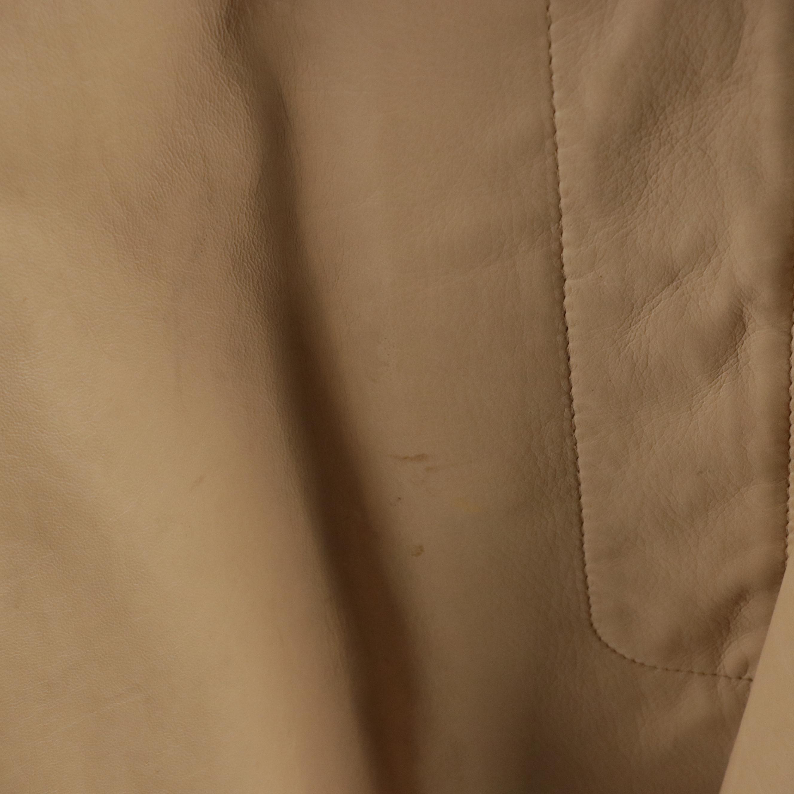 Vericci Beige Leather Jacket with Detachable Fox Fur Collar