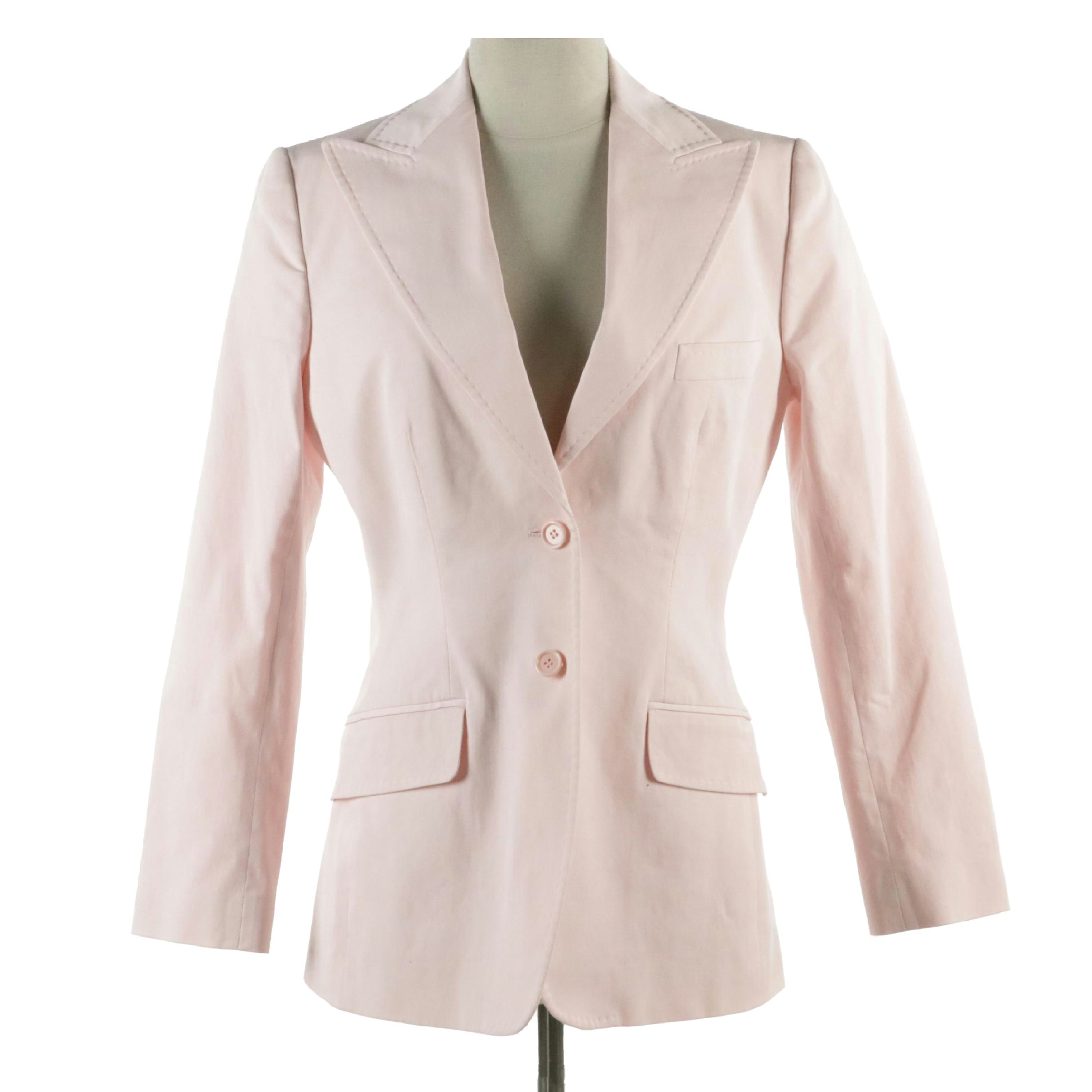 Dolce & Gabbana Single-Breasted Blazer in Baby Pink Stretch Cotton
