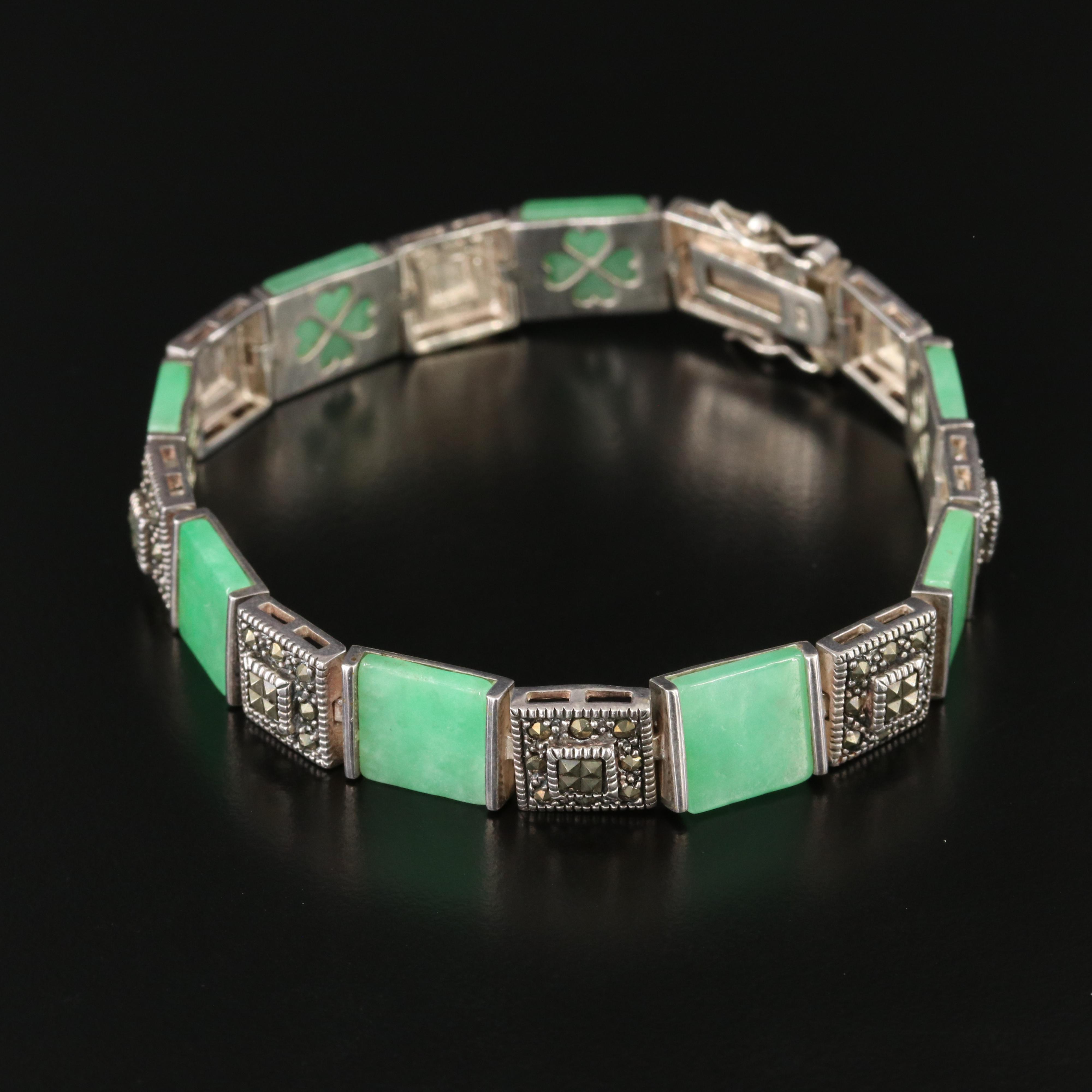 Sterling Quartzite and Marcasite Bracelet