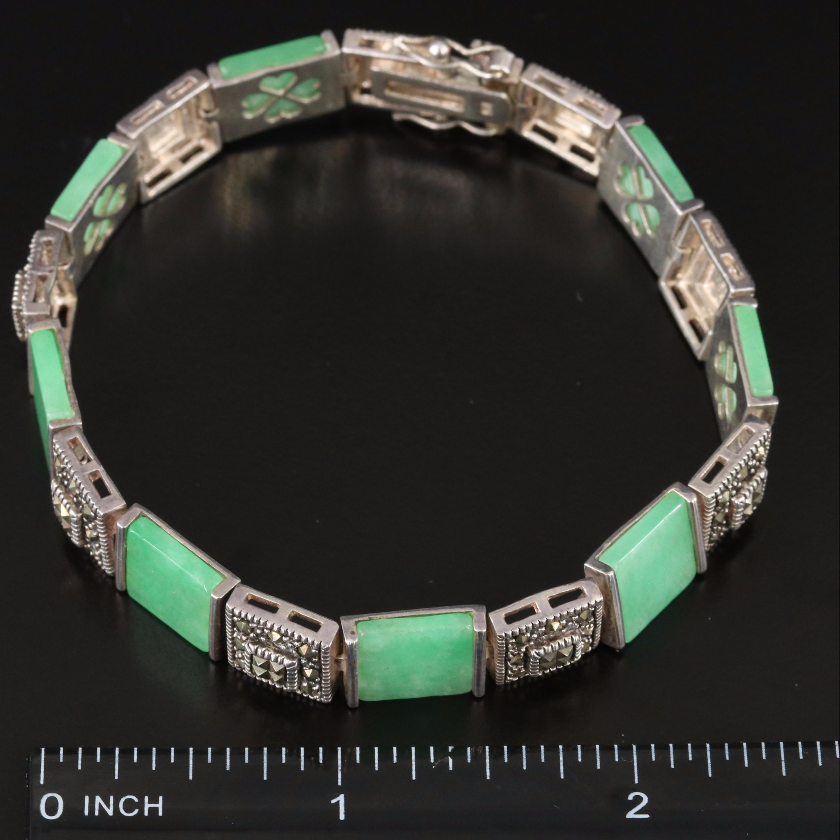 Sterling Quartzite and Marcasite Bracelet