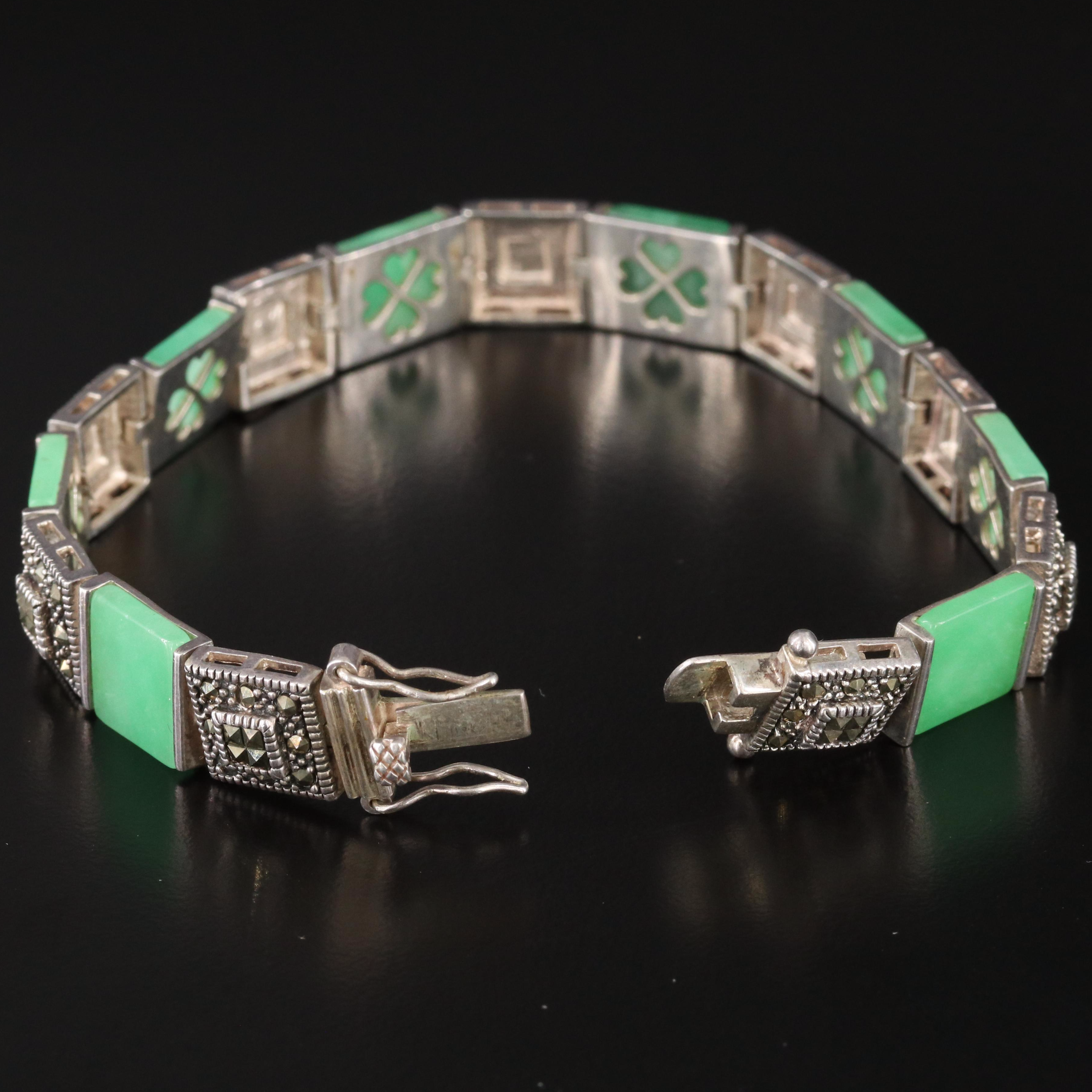 Sterling Quartzite and Marcasite Bracelet