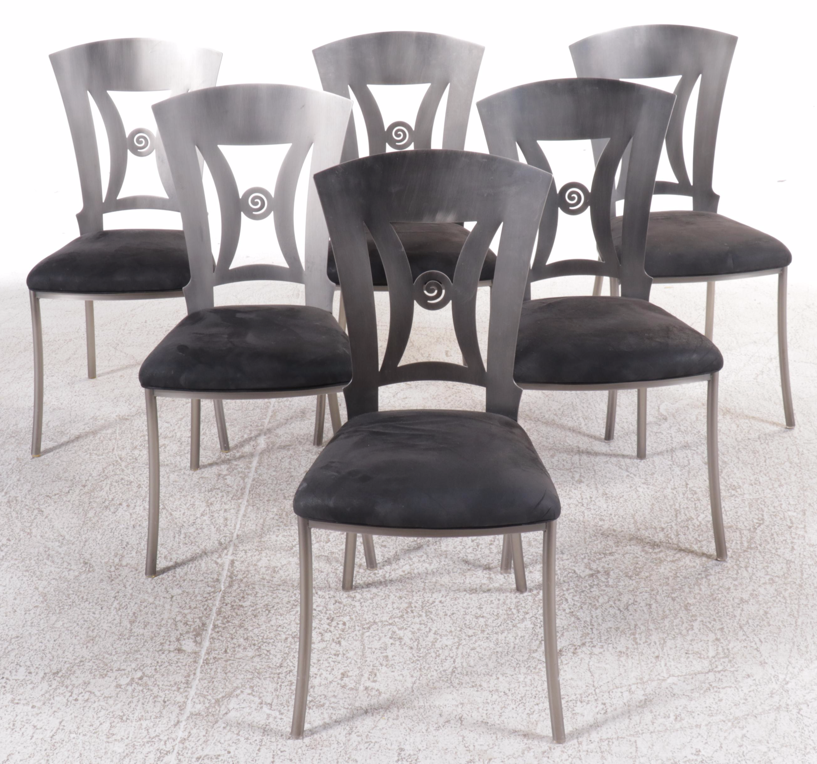 Set of Six Design Institute America Modern Side Chairs with Dining Table