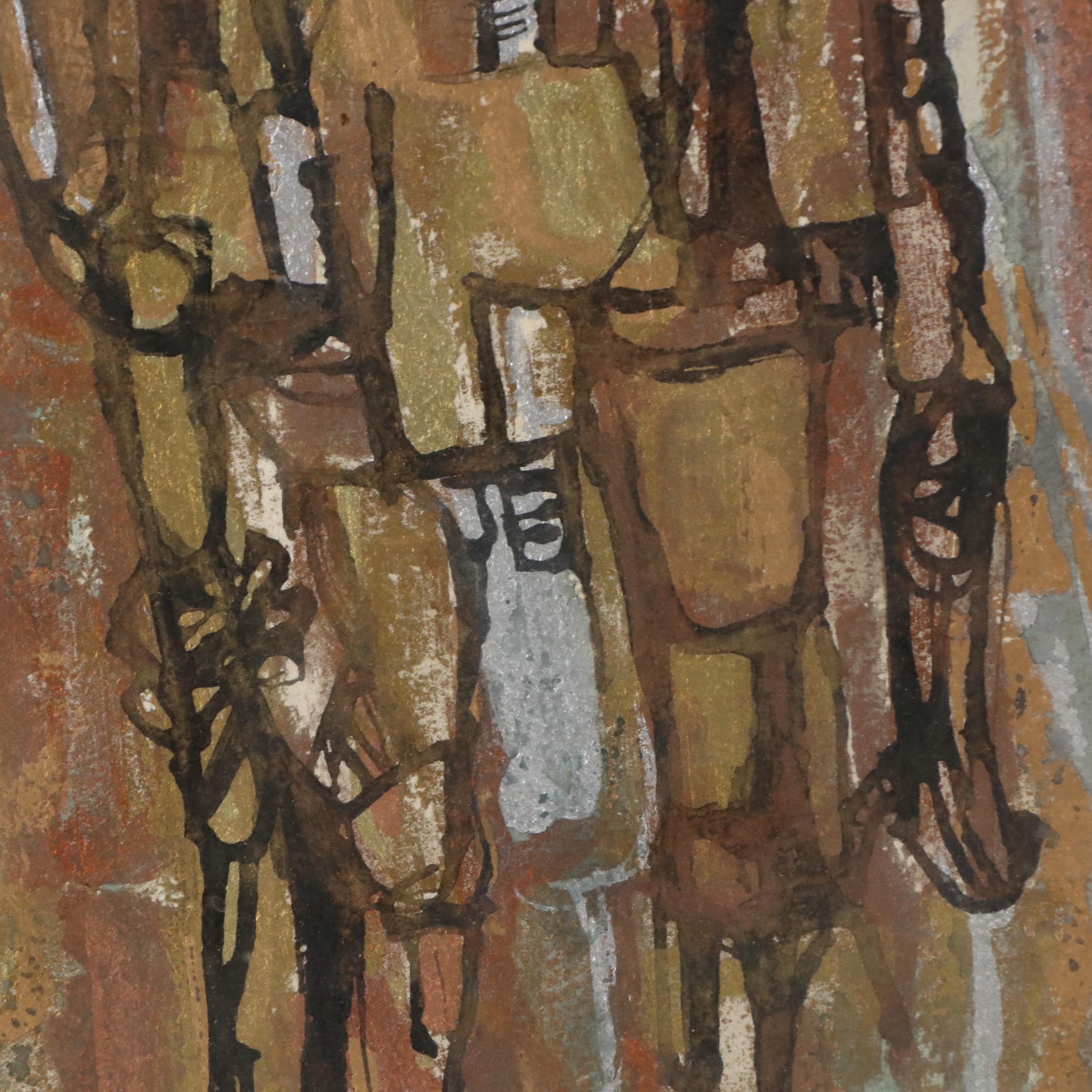 Abstract Figurative Acrylic Painting "Defeated General," 1963