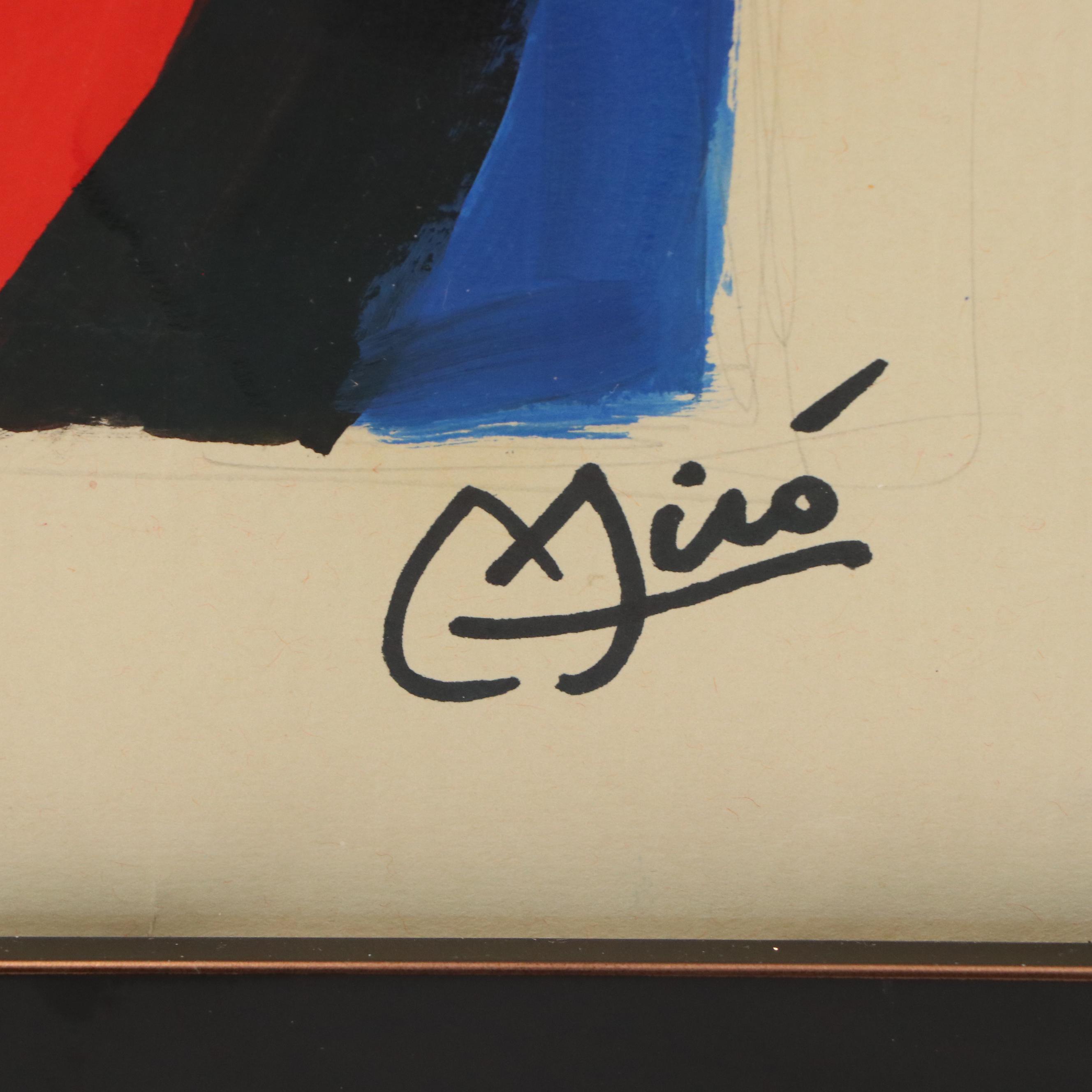 Modernist Acrylic Painting After Joan Miró "Tête d'homme"