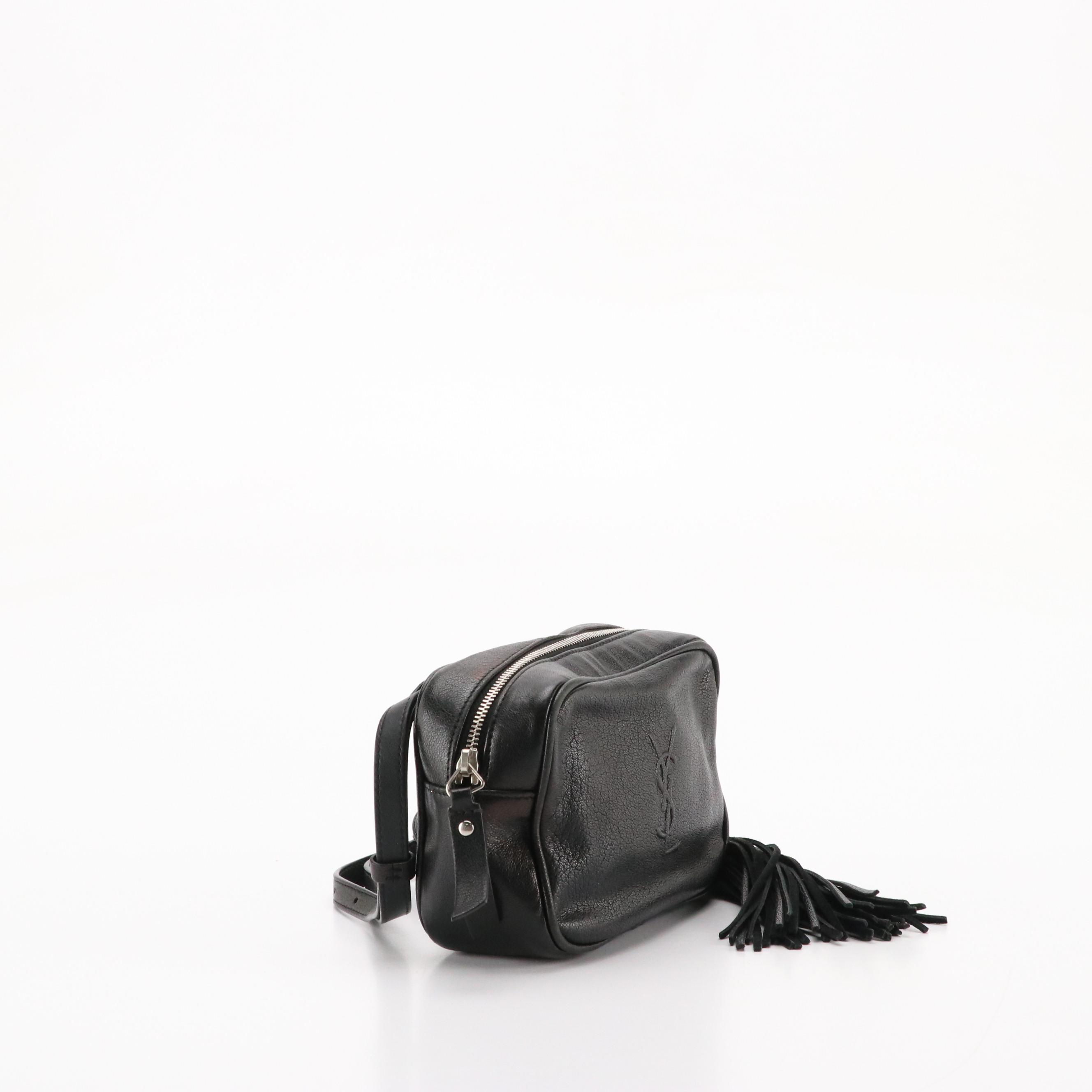 Saint Laurent Lou Camera Belt/Sling Bag in Black Goatskin Leather