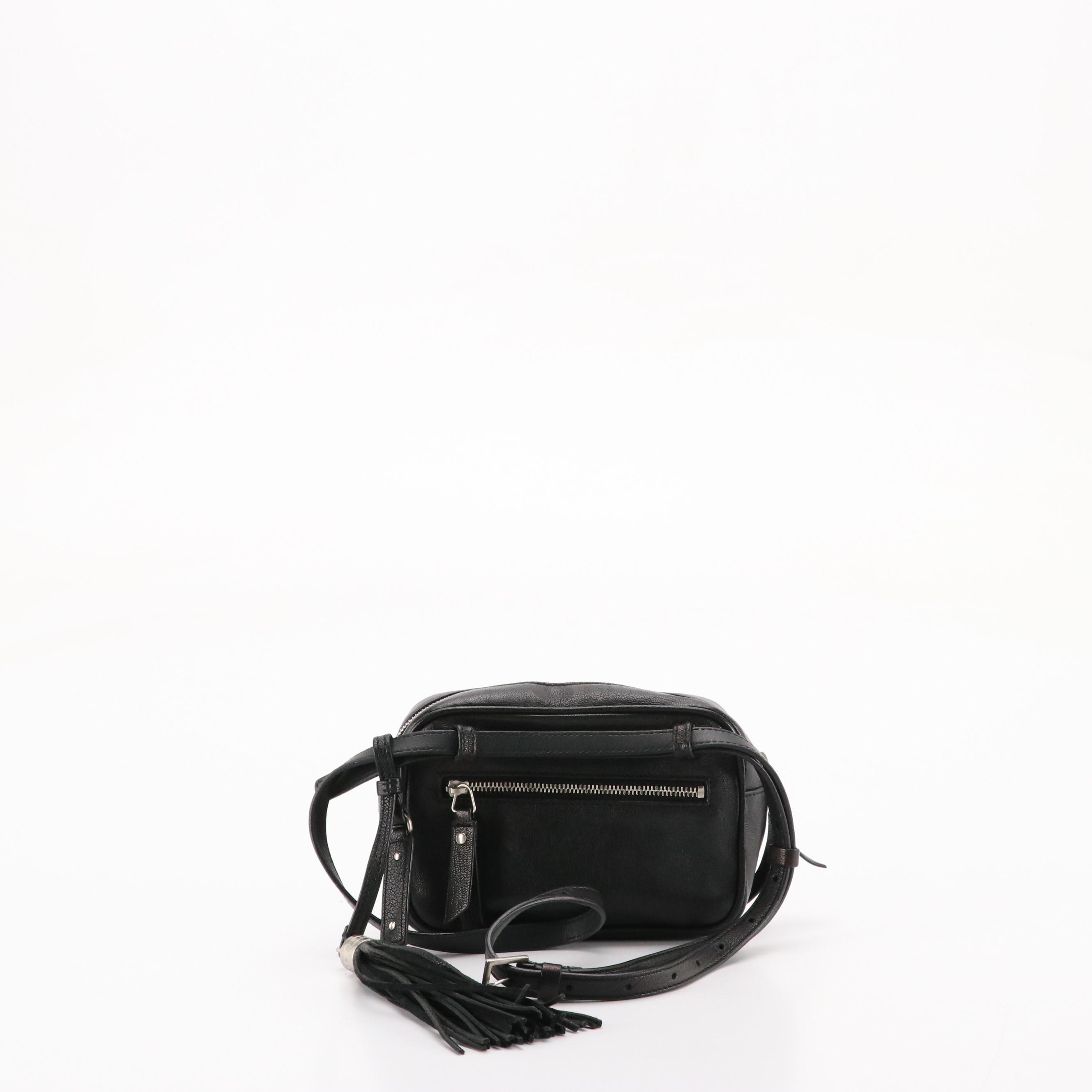 Saint Laurent Lou Camera Belt/Sling Bag in Black Goatskin Leather