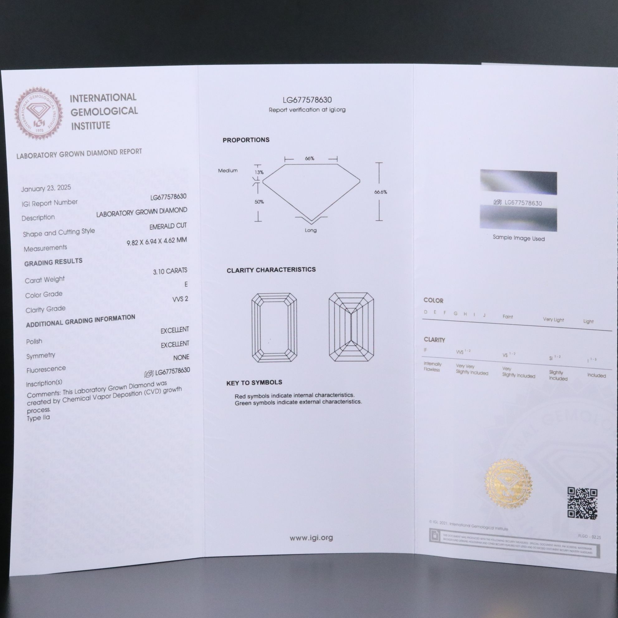 Loose 3.10 CT Lab Grown Diamond with IGI Report