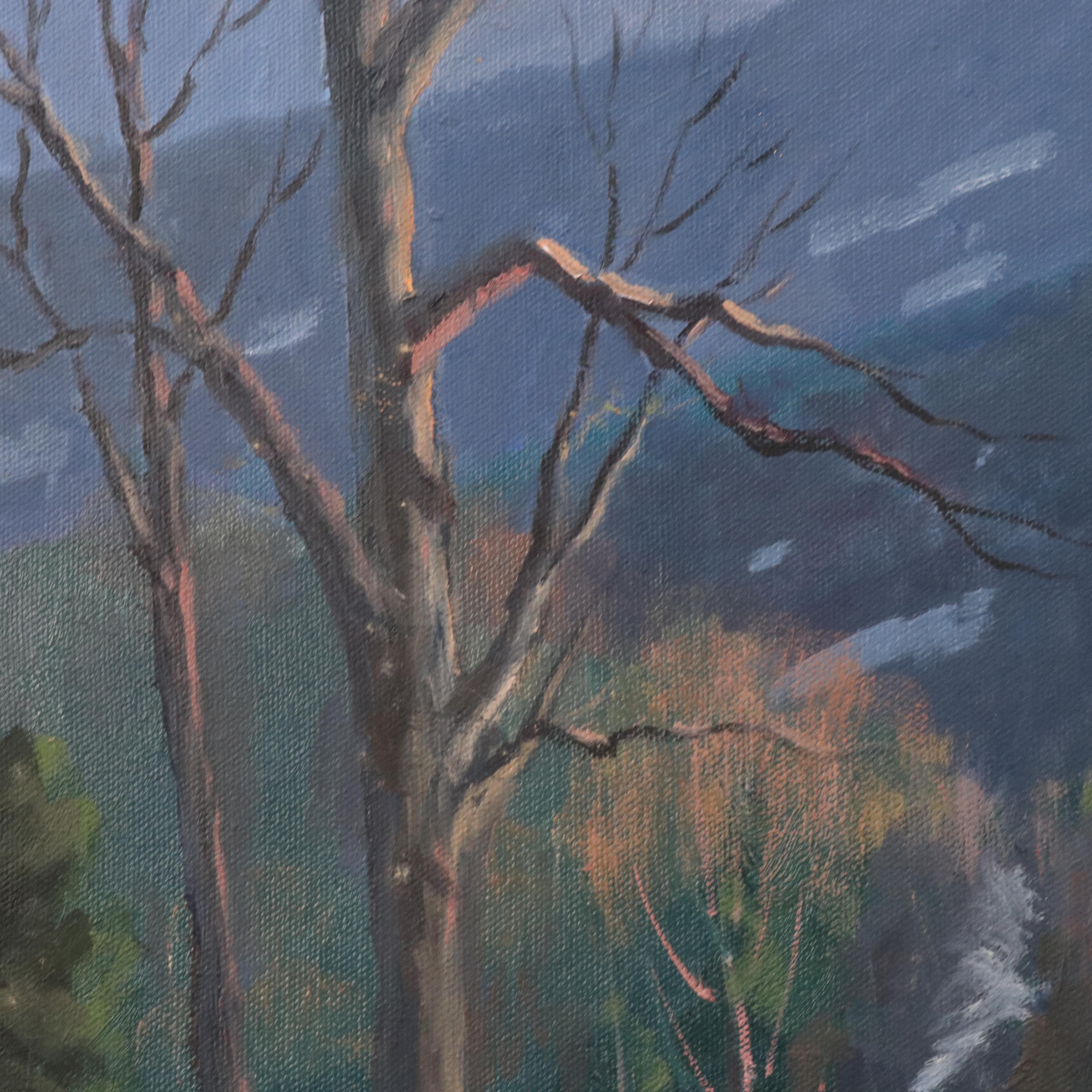 George Holloway Landscape Oil Painting "Warwick in Winter," Late 20th Century