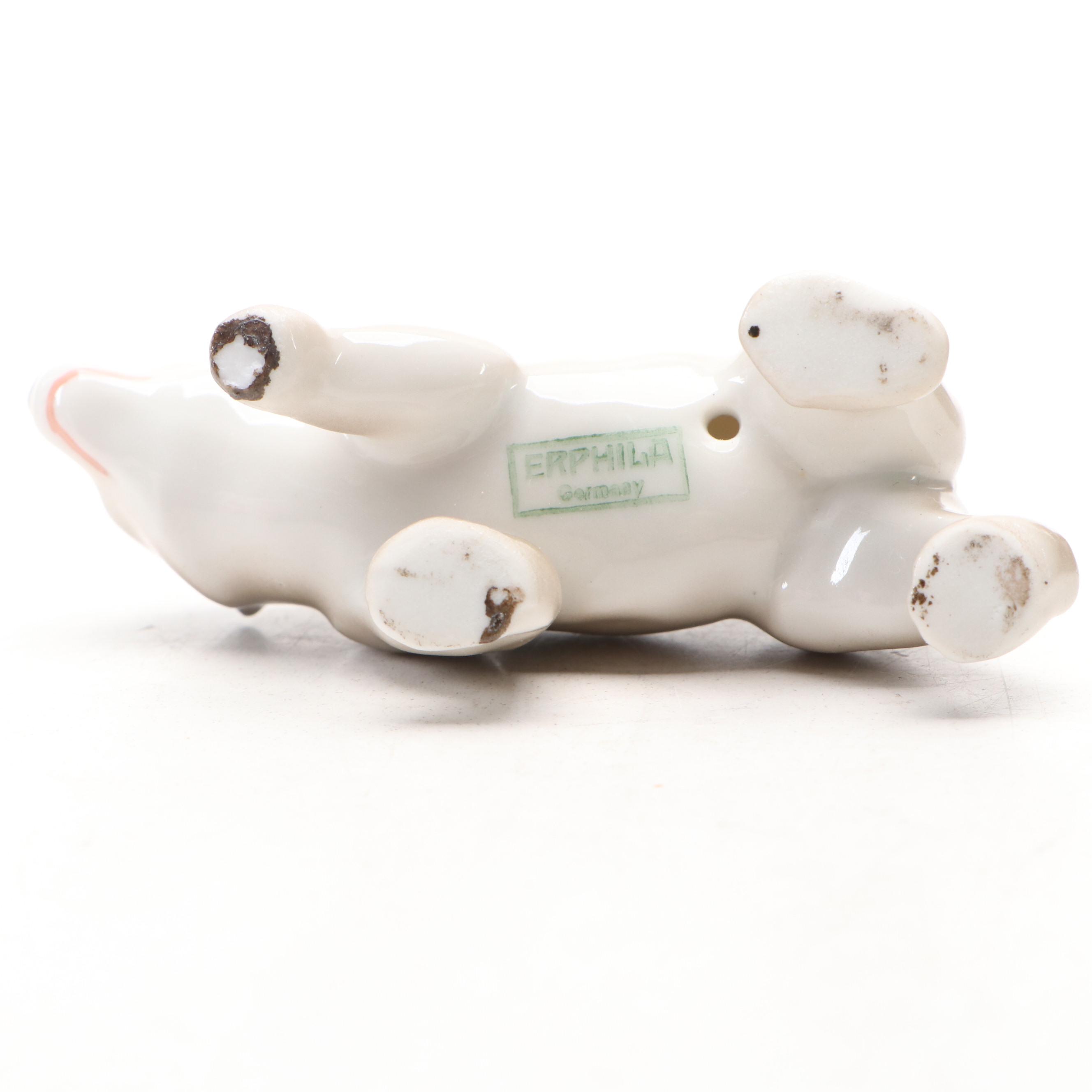 Royal Copenhagen and Erphila Porcelain Animal Figurines, 20th Century