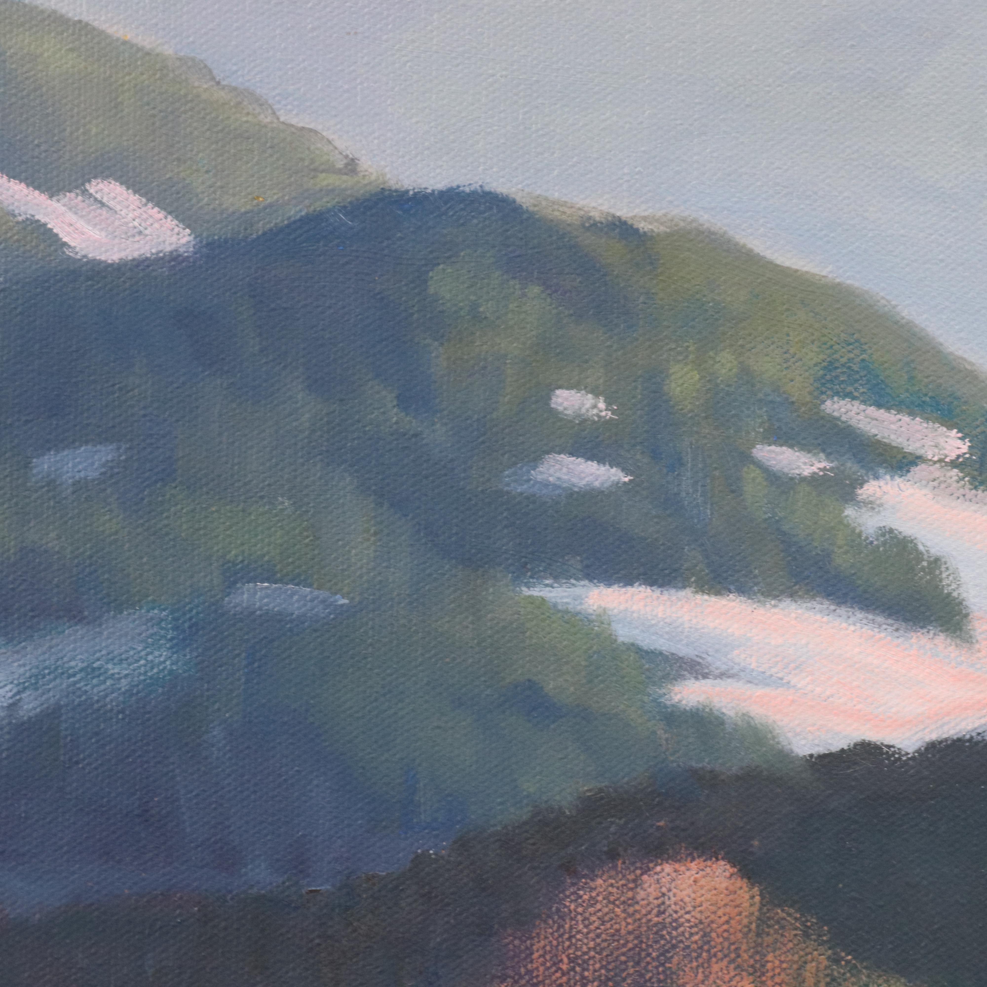 George Holloway Landscape Oil Painting "Warwick in Winter," Late 20th Century