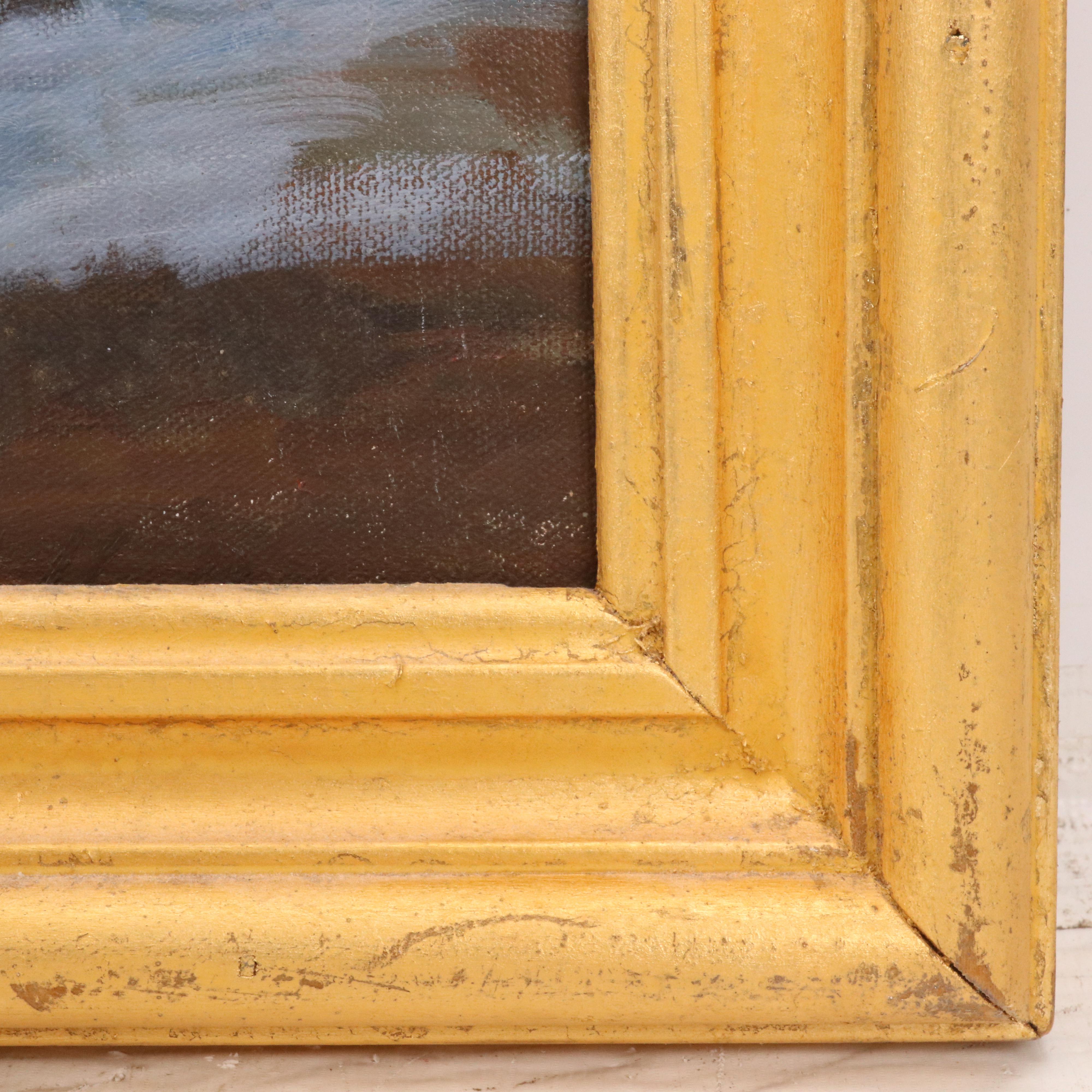 George Holloway Landscape Oil Painting "Warwick in Winter," Late 20th Century