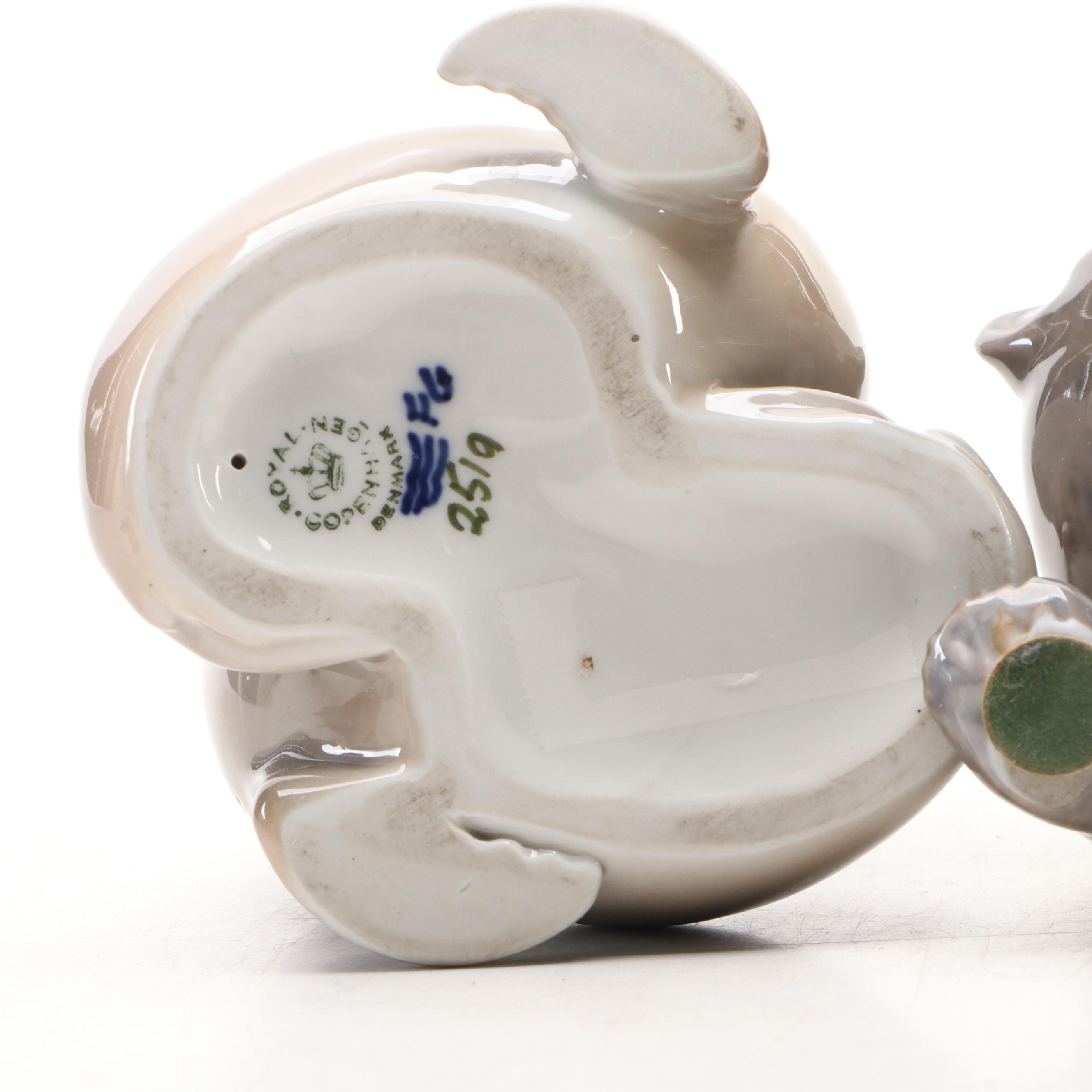 Royal Copenhagen and Erphila Porcelain Animal Figurines, 20th Century