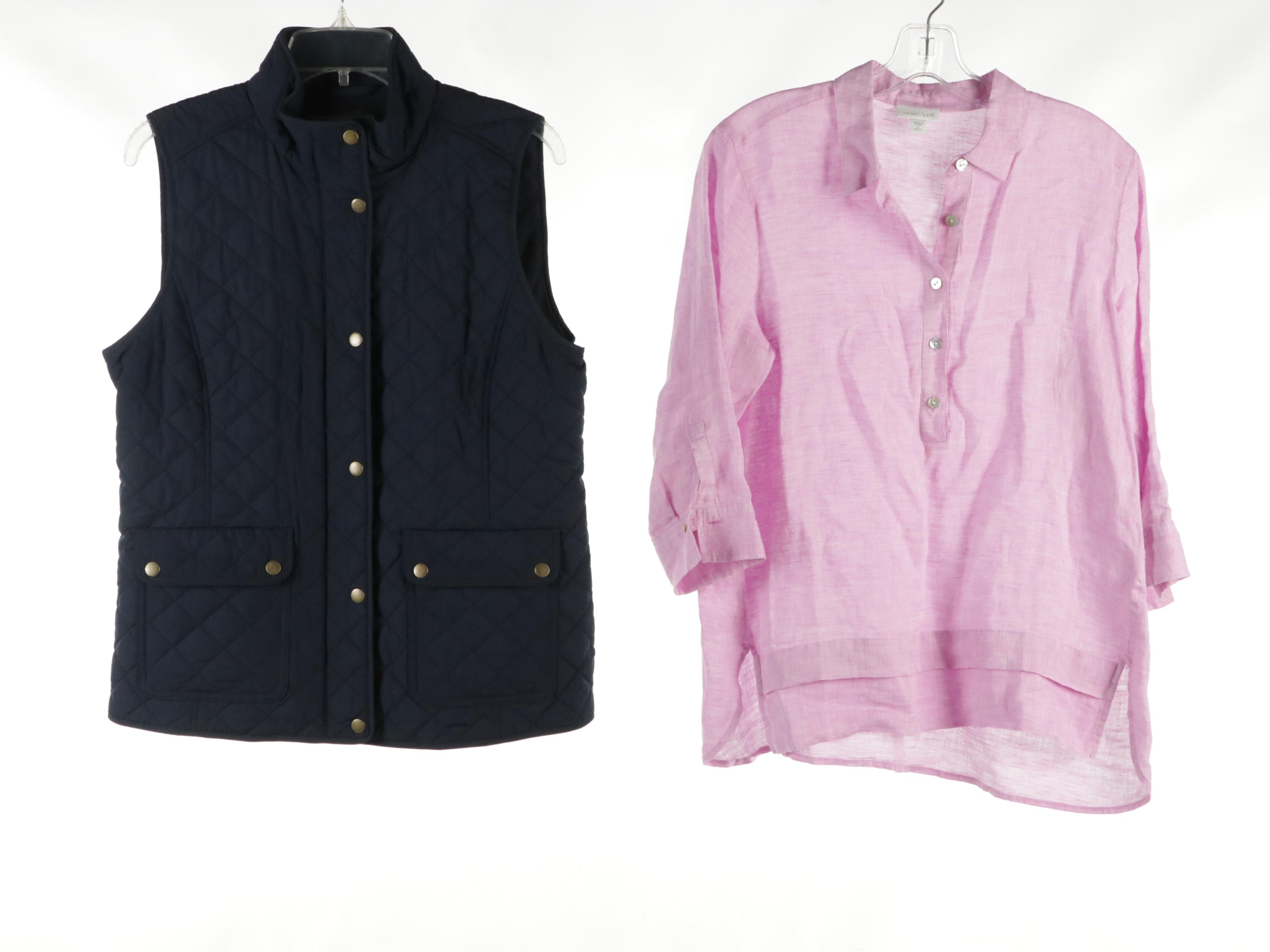 J. Jill Pink Linen Blouse, Talbots Button-Front Top, Vineyard Vines & Other Vest
