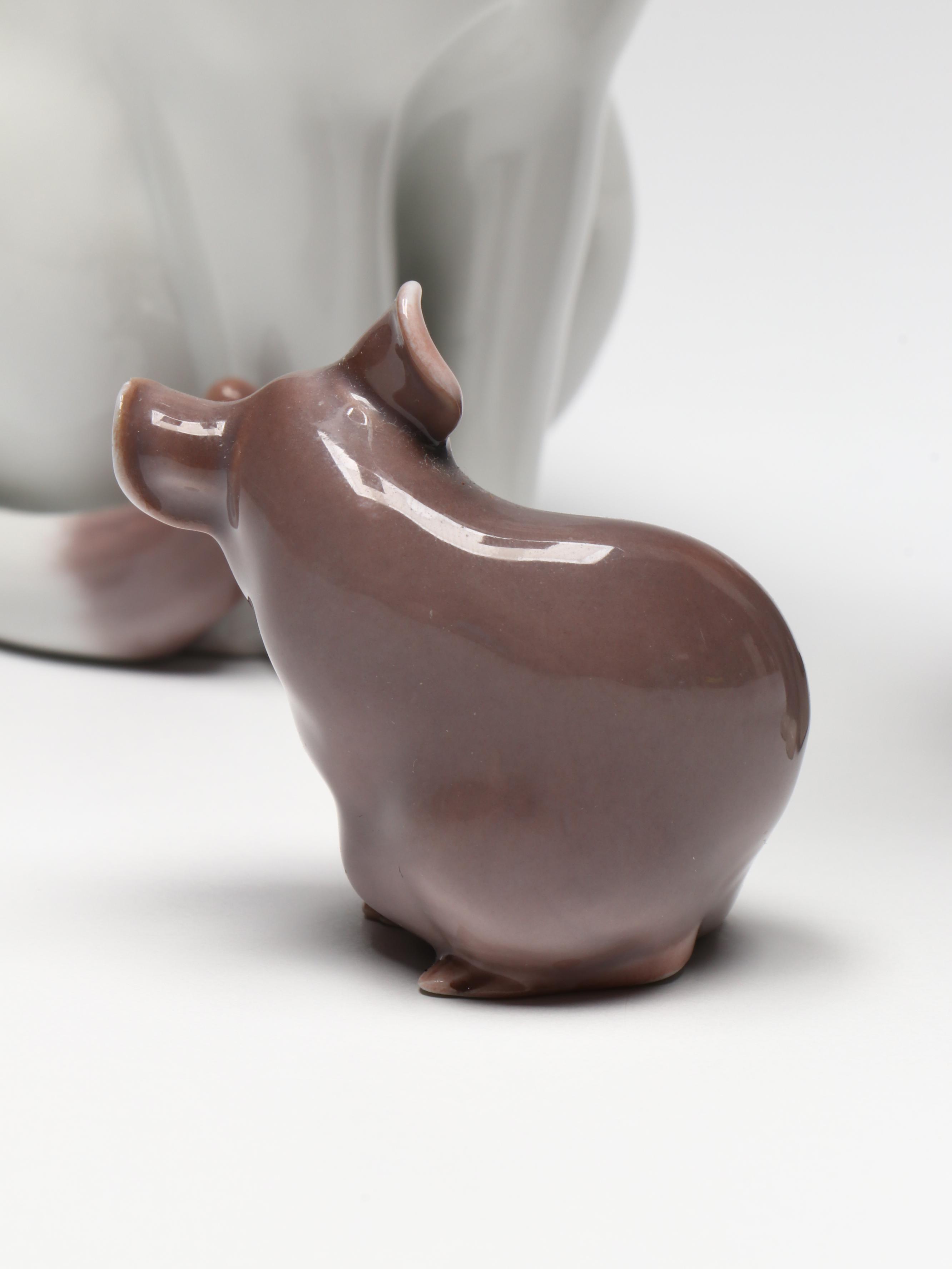 Bing & Grøndahl "Cat Sitting" and "Mouse" Porcelain Figurines