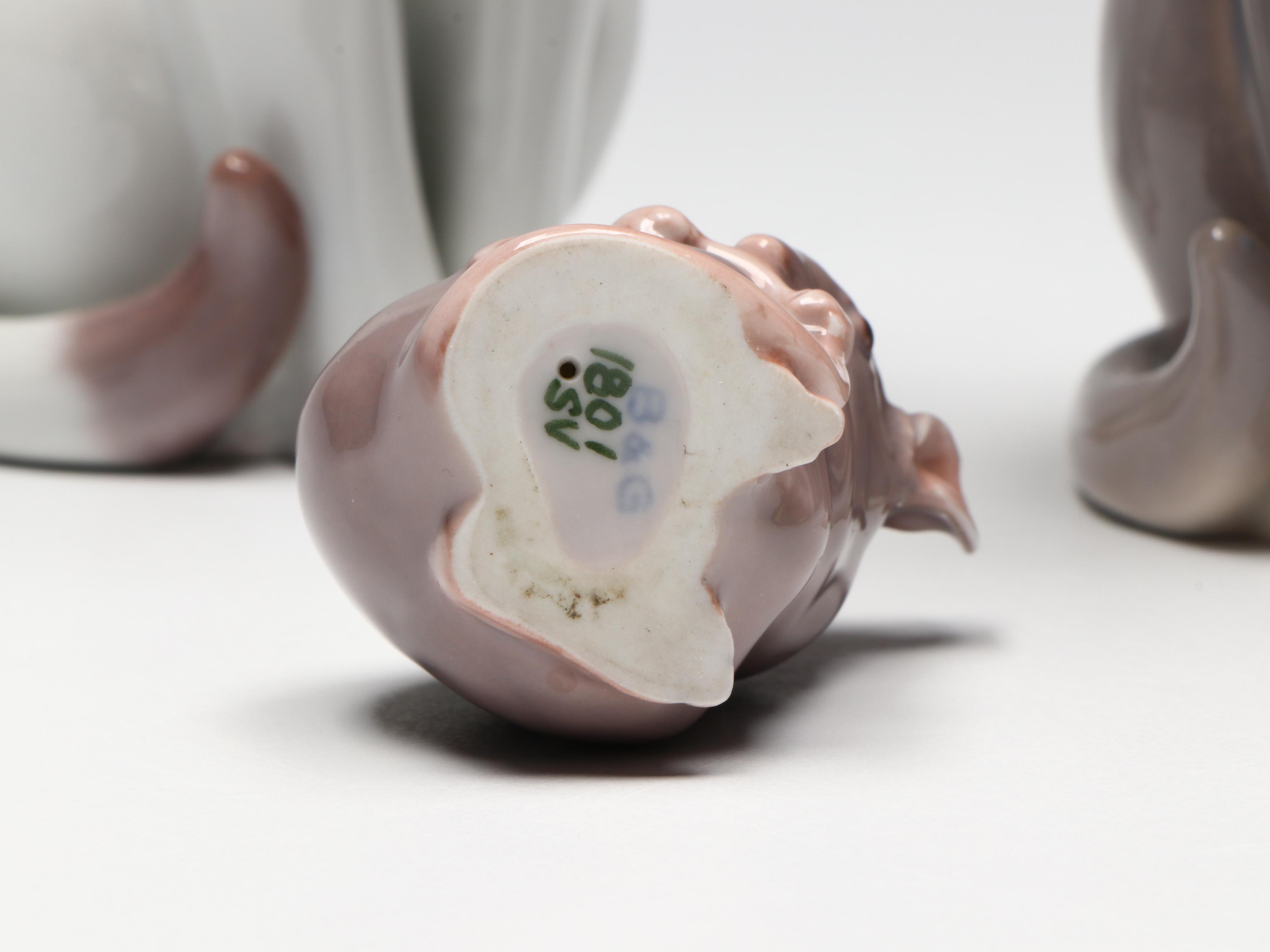 Bing & Grøndahl "Cat Sitting" and "Mouse" Porcelain Figurines