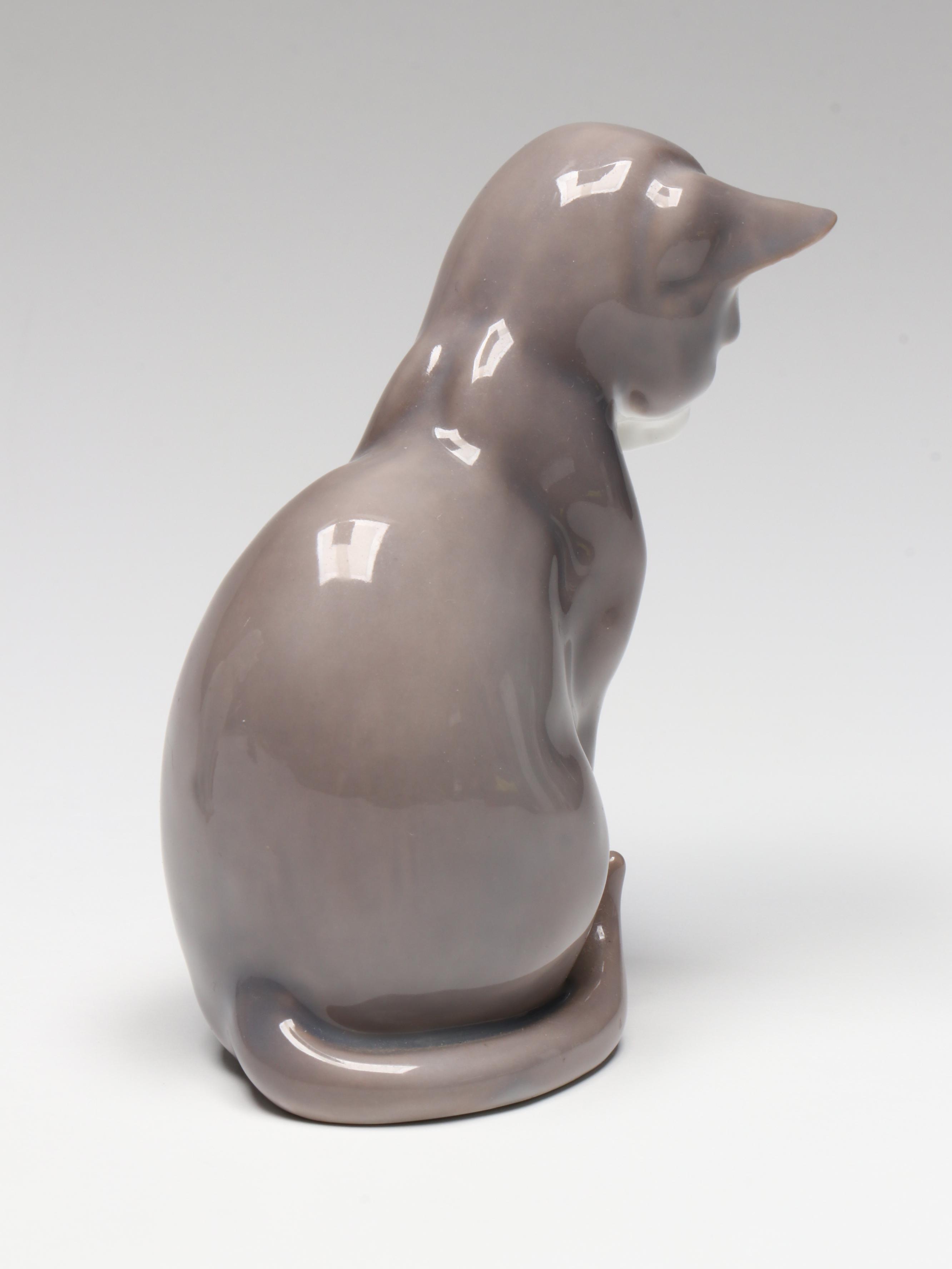 Bing & Grøndahl "Cat Sitting" and "Mouse" Porcelain Figurines