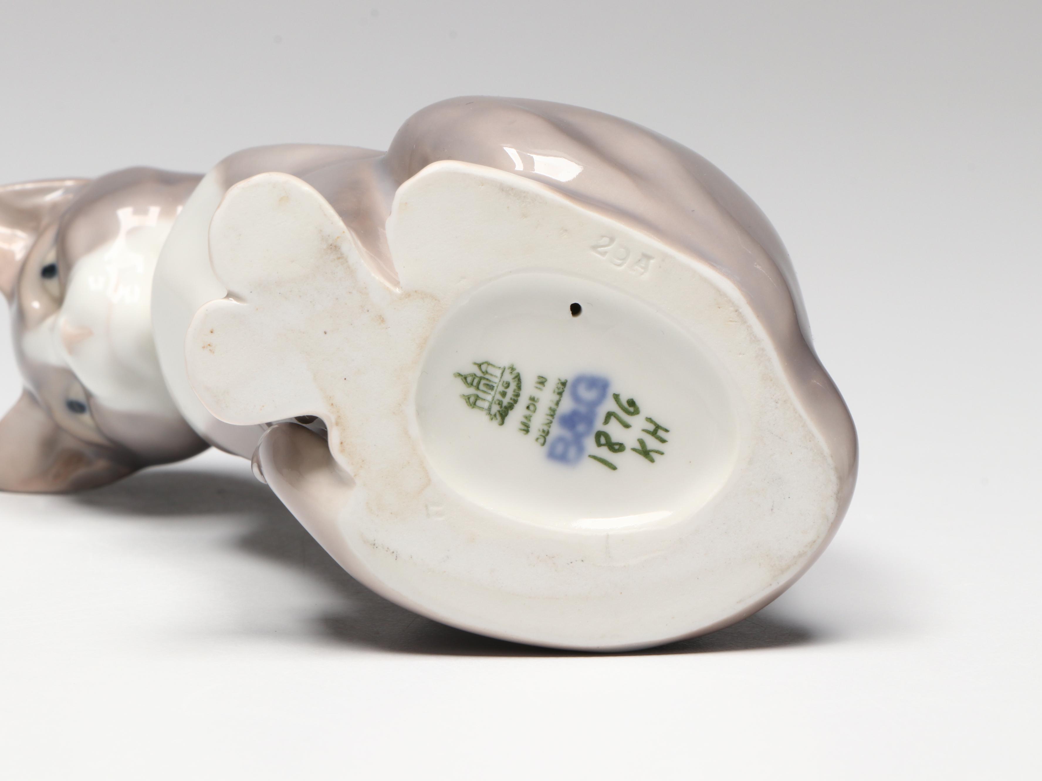 Bing & Grøndahl "Cat Sitting" and "Mouse" Porcelain Figurines