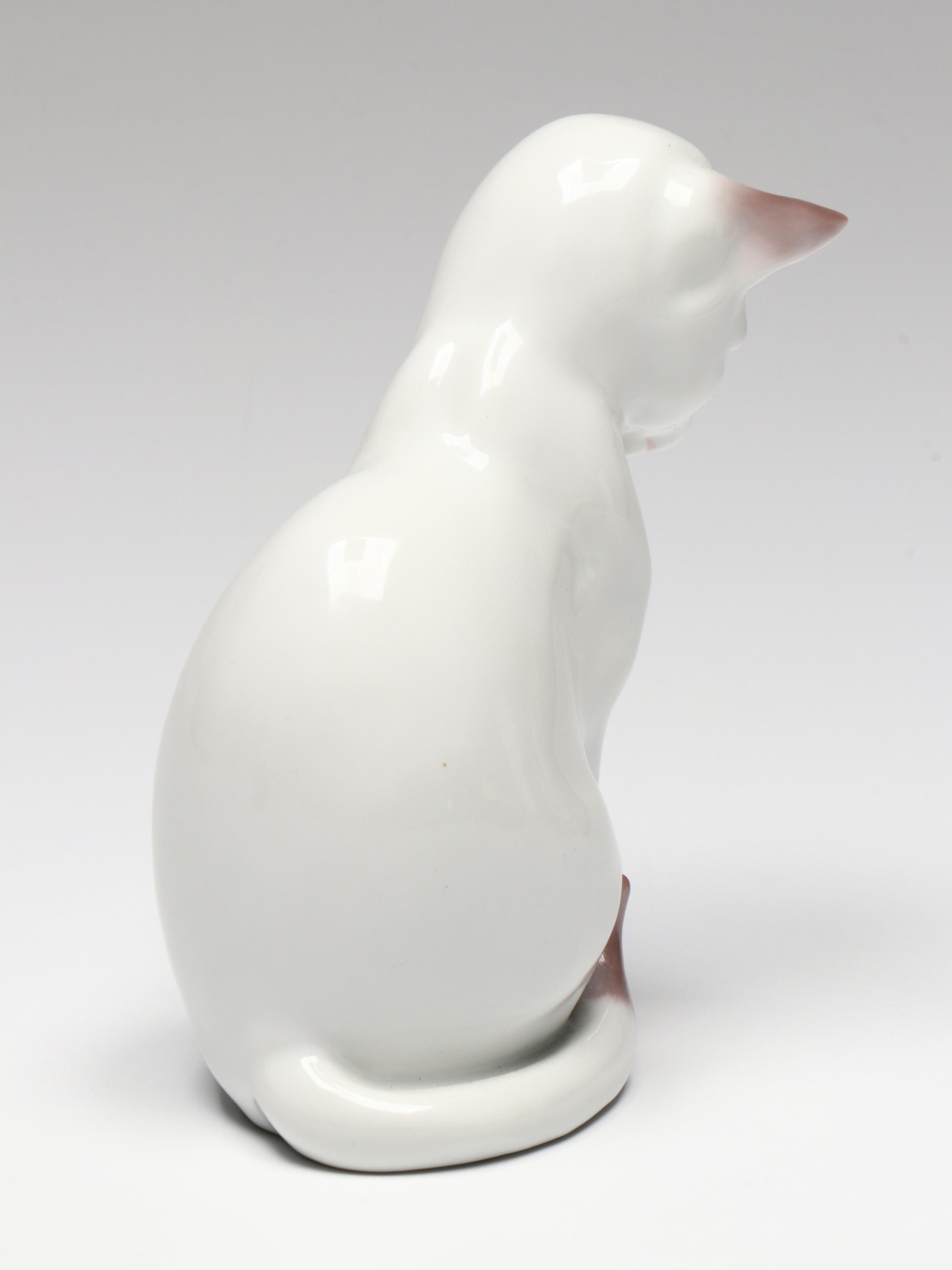 Bing & Grøndahl "Cat Sitting" and "Mouse" Porcelain Figurines