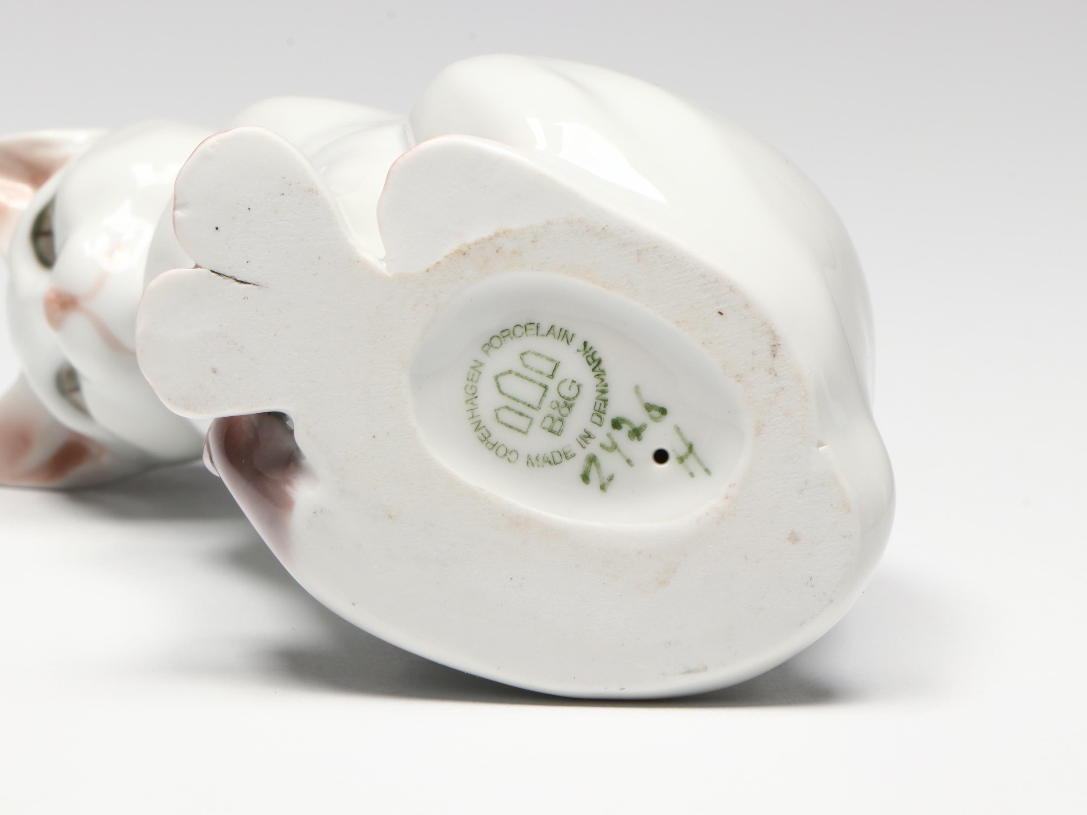 Bing & Grøndahl "Cat Sitting" and "Mouse" Porcelain Figurines