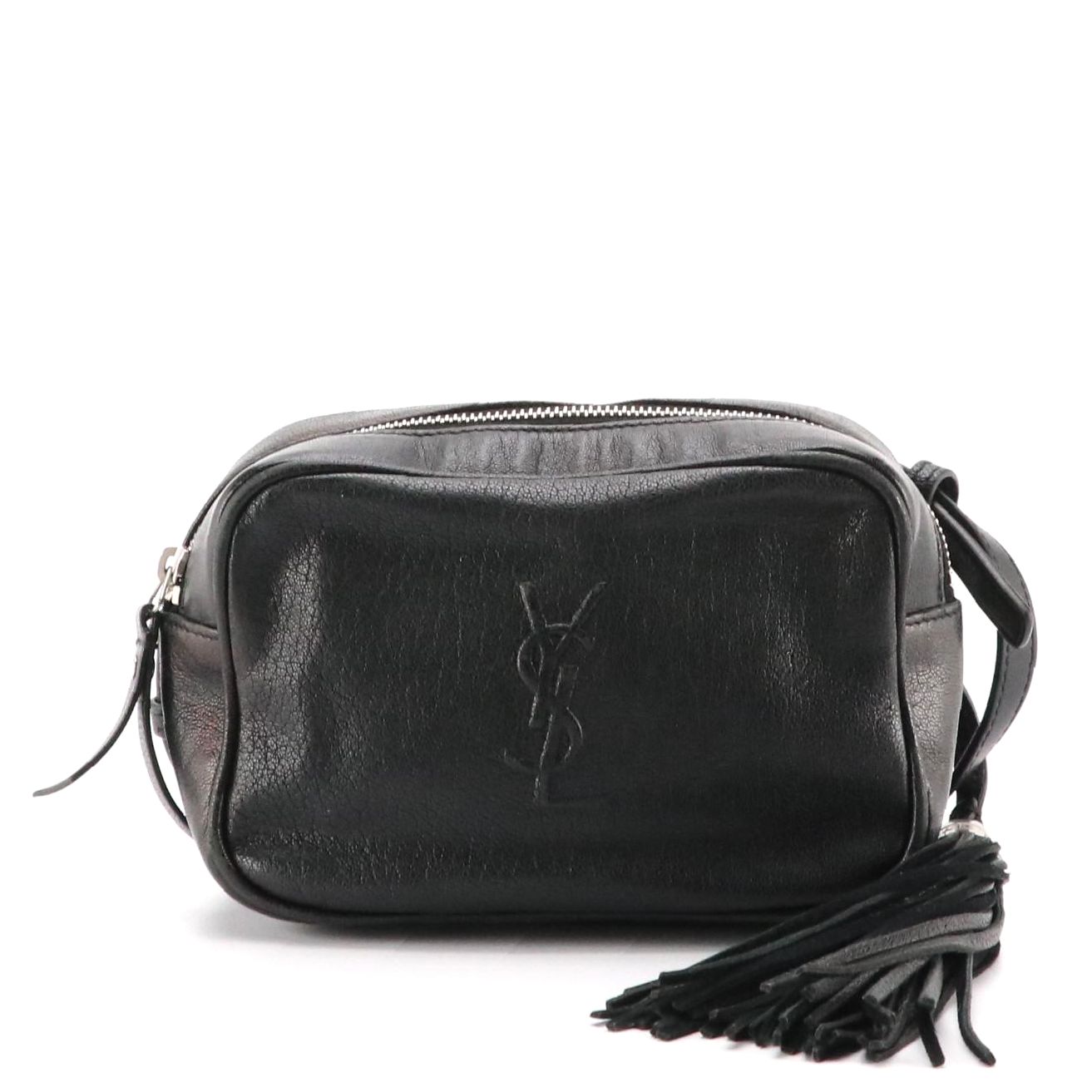 Saint Laurent Lou Camera Belt/Sling Bag in Black Goatskin Leather