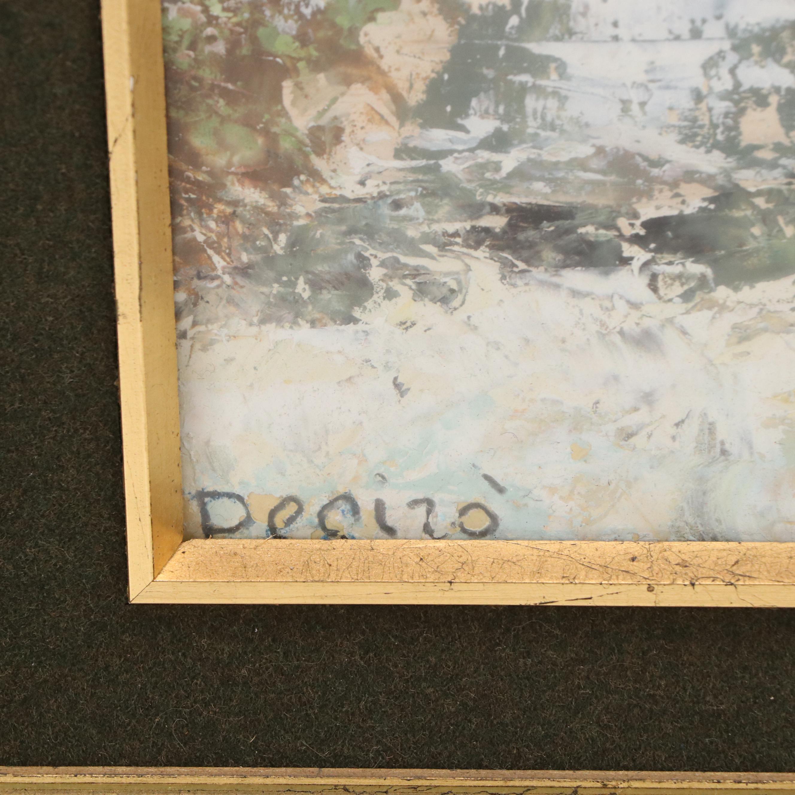 Landscape Acrylic Painting of Sbocco della Cloaca Massima, Rome, 21st Century