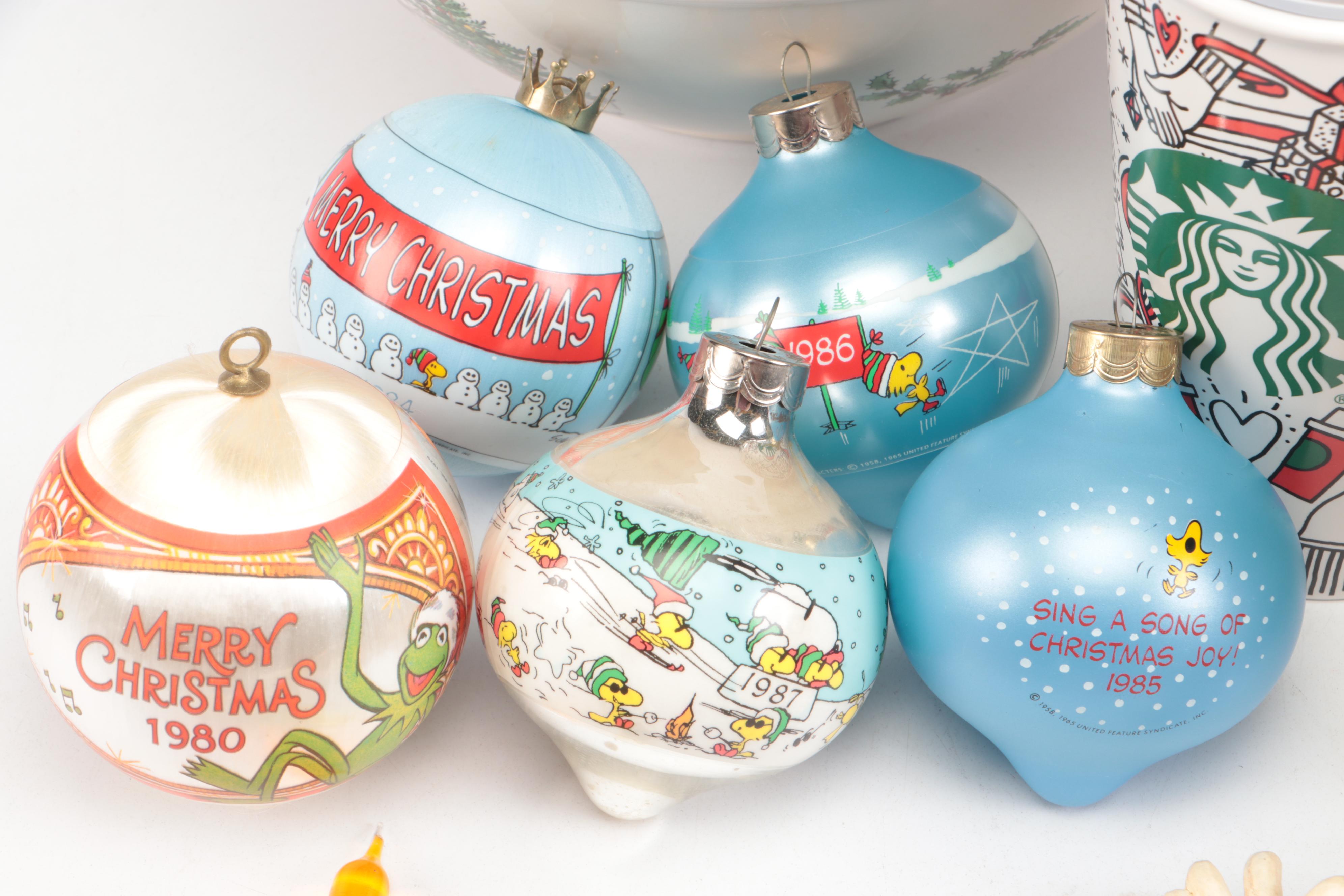 Spode "Christmas Tree" Porcelain Bowls, Waterford Glass Ornament, and More Décor