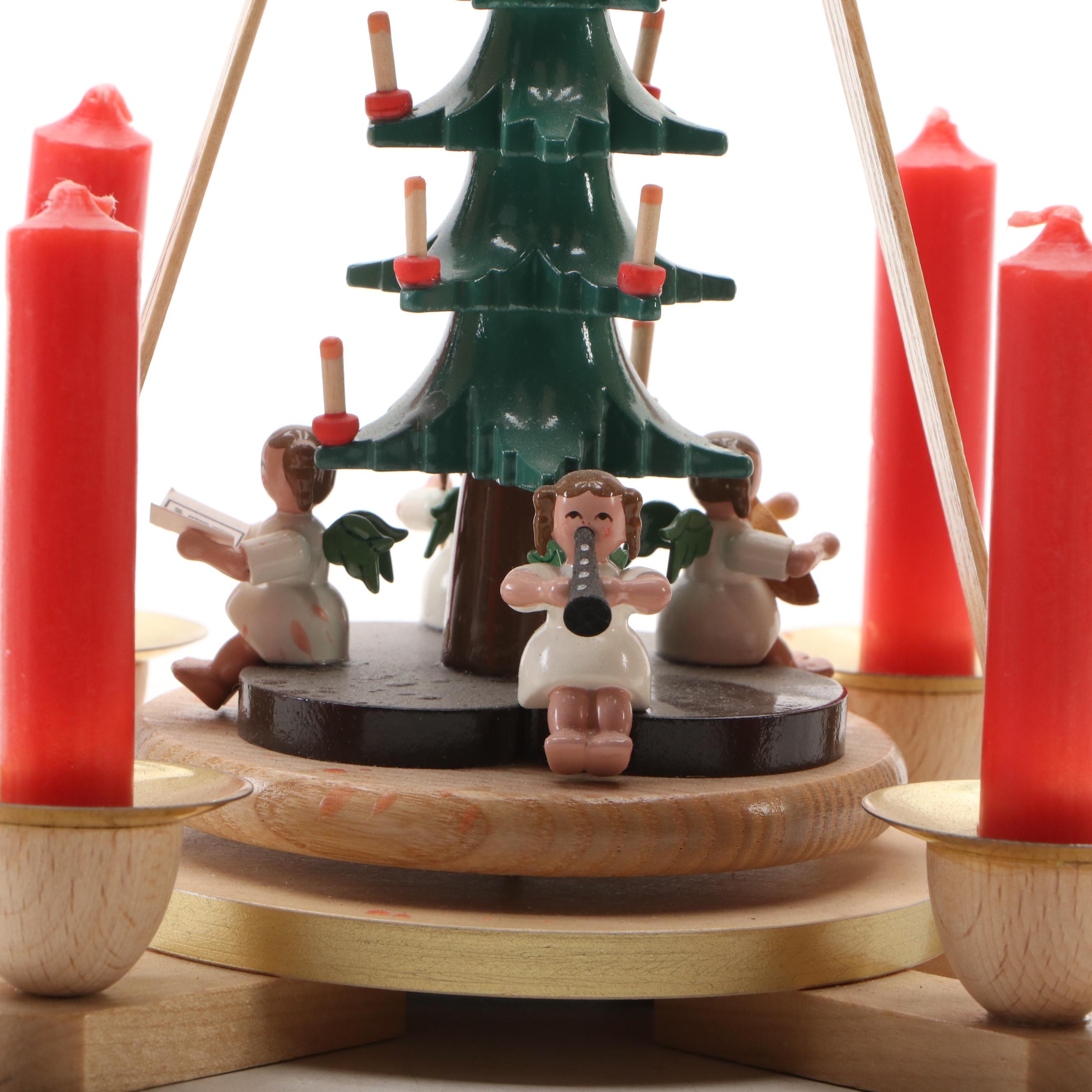 Erzgebirgische Volkskunst Christmas Tree Pyramid with Goebel Figurine