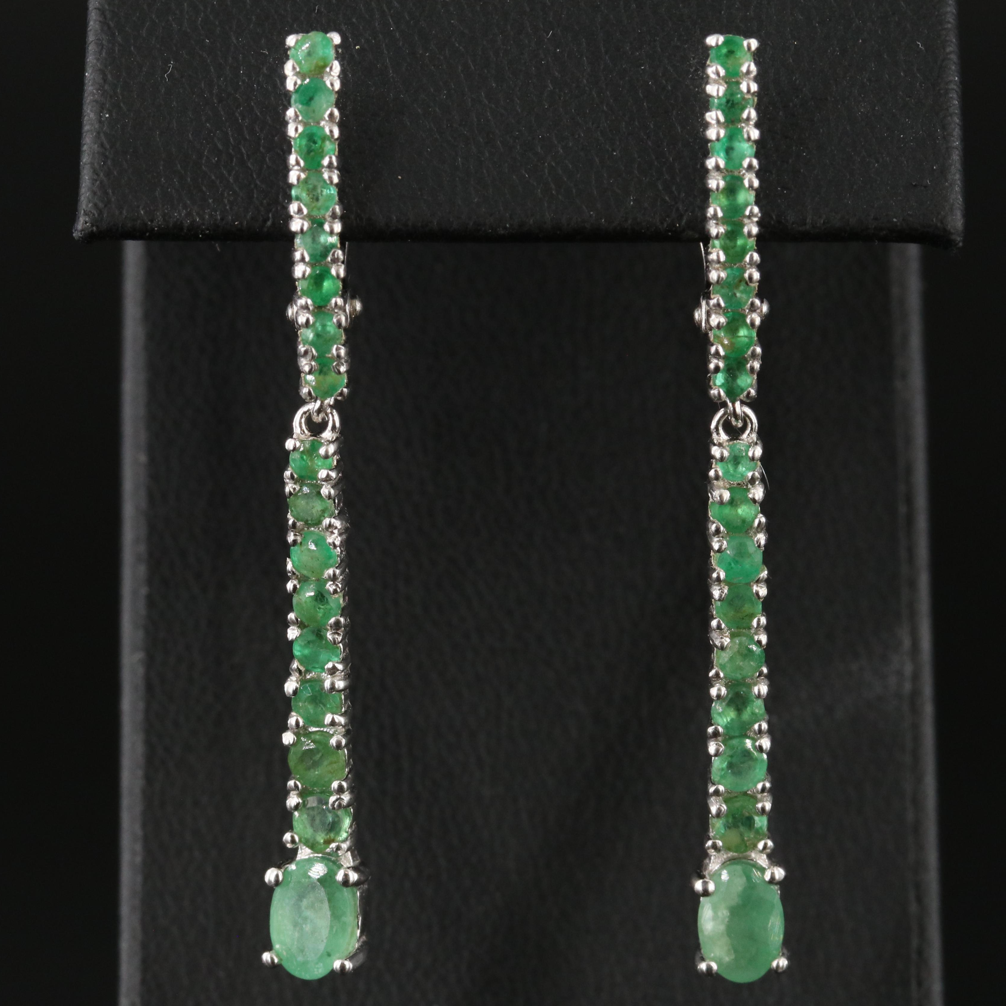Sterling Emerald Dangle Earrings