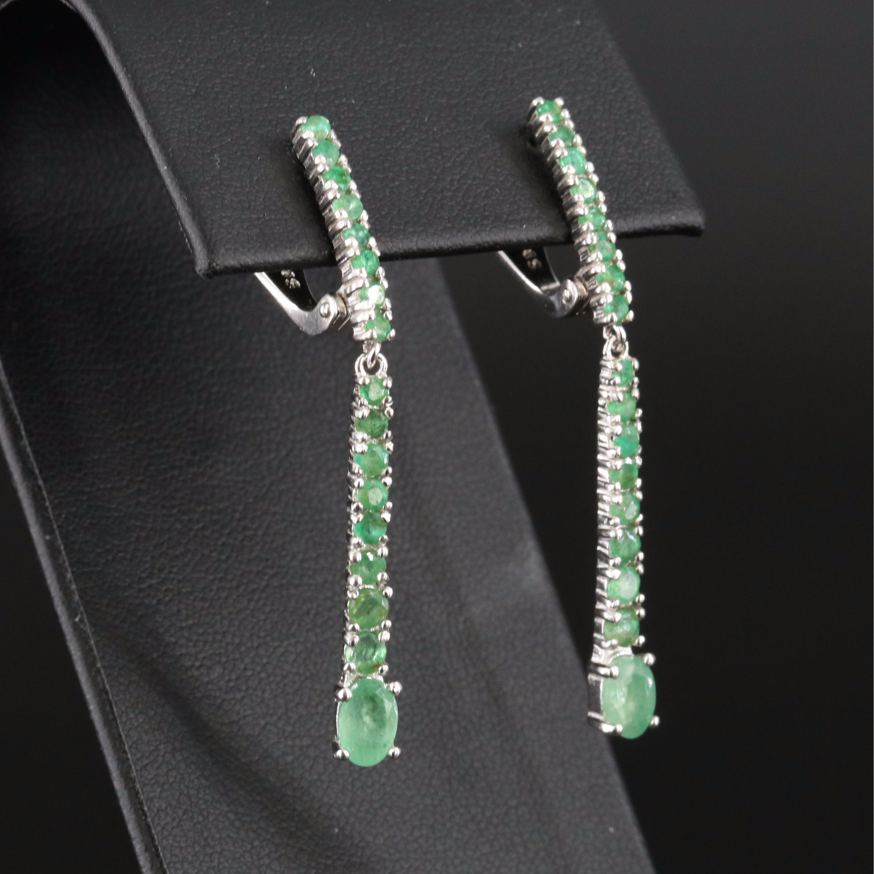 Sterling Emerald Dangle Earrings