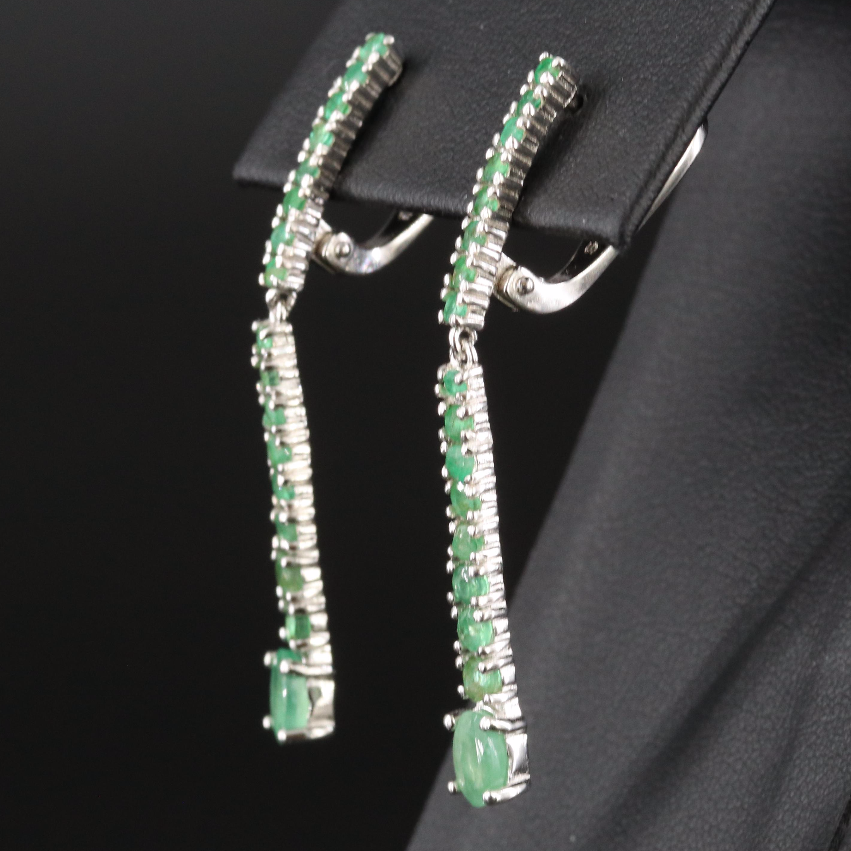 Sterling Emerald Dangle Earrings