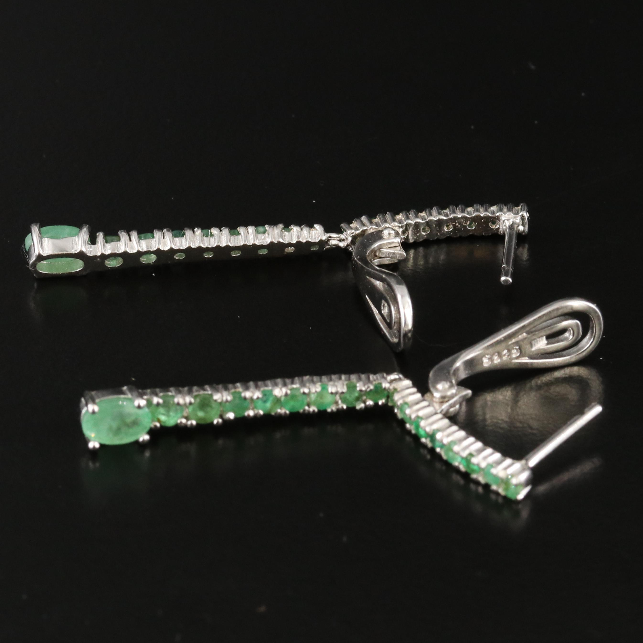 Sterling Emerald Dangle Earrings