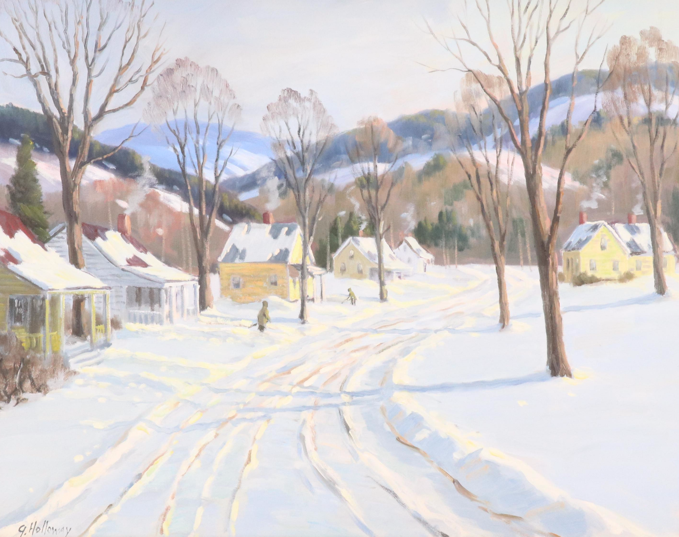 George Holloway Oil Painting of Winter Landscape, Late 20th Century