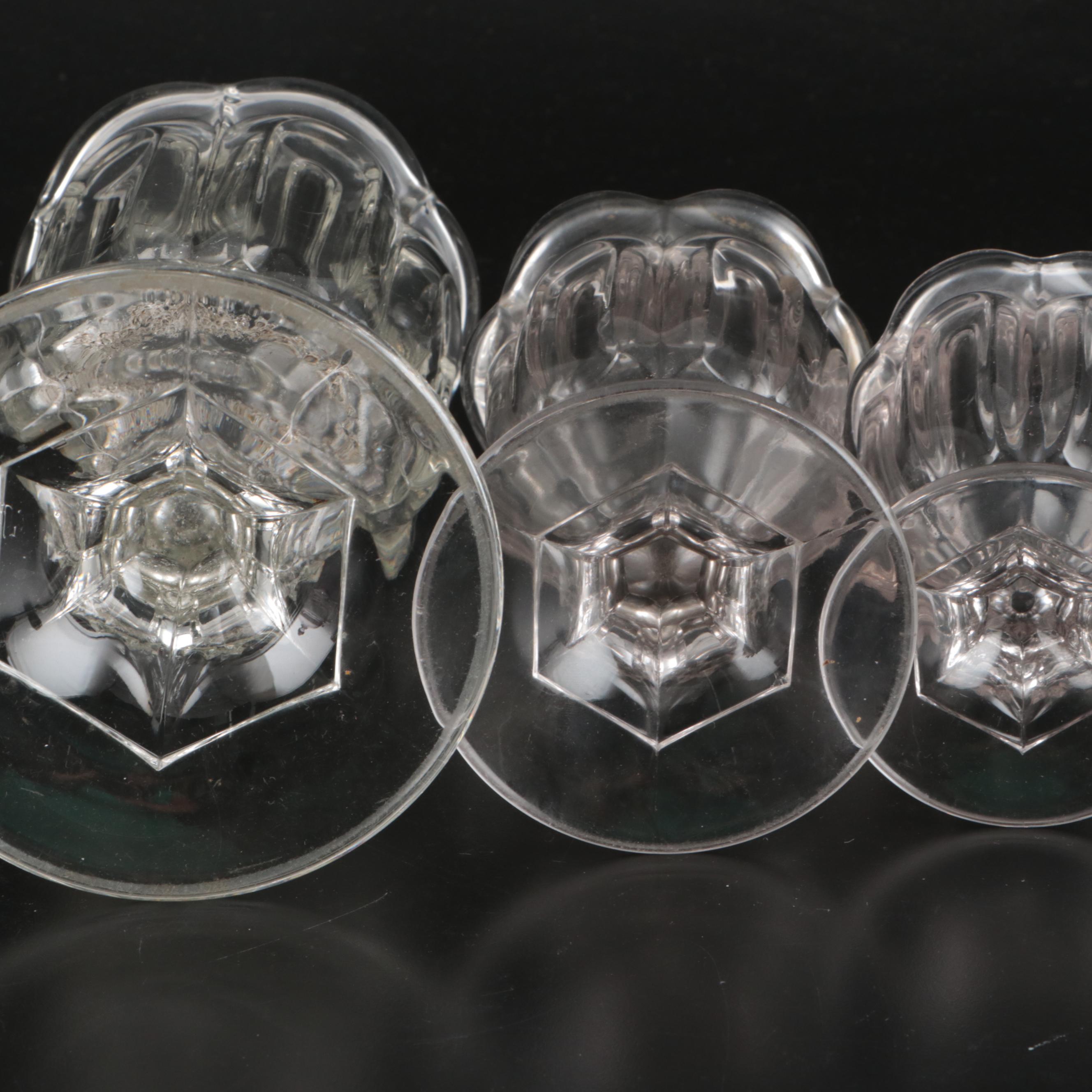 Tulip Glass Vases with Milk Glass Cake Stand and Bowl with Other Glassware