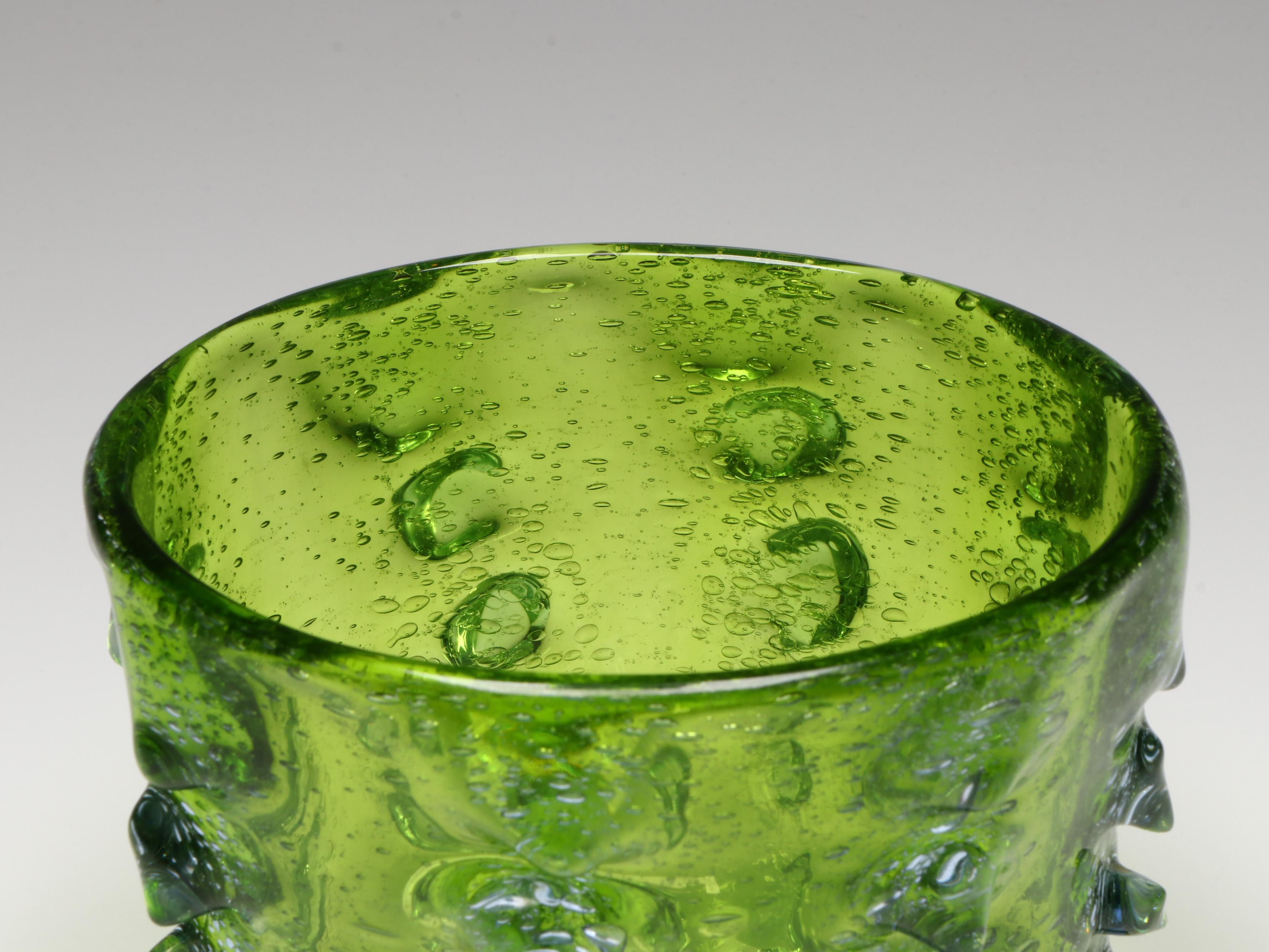 Contemporary Knobbed Art Glass Bowl