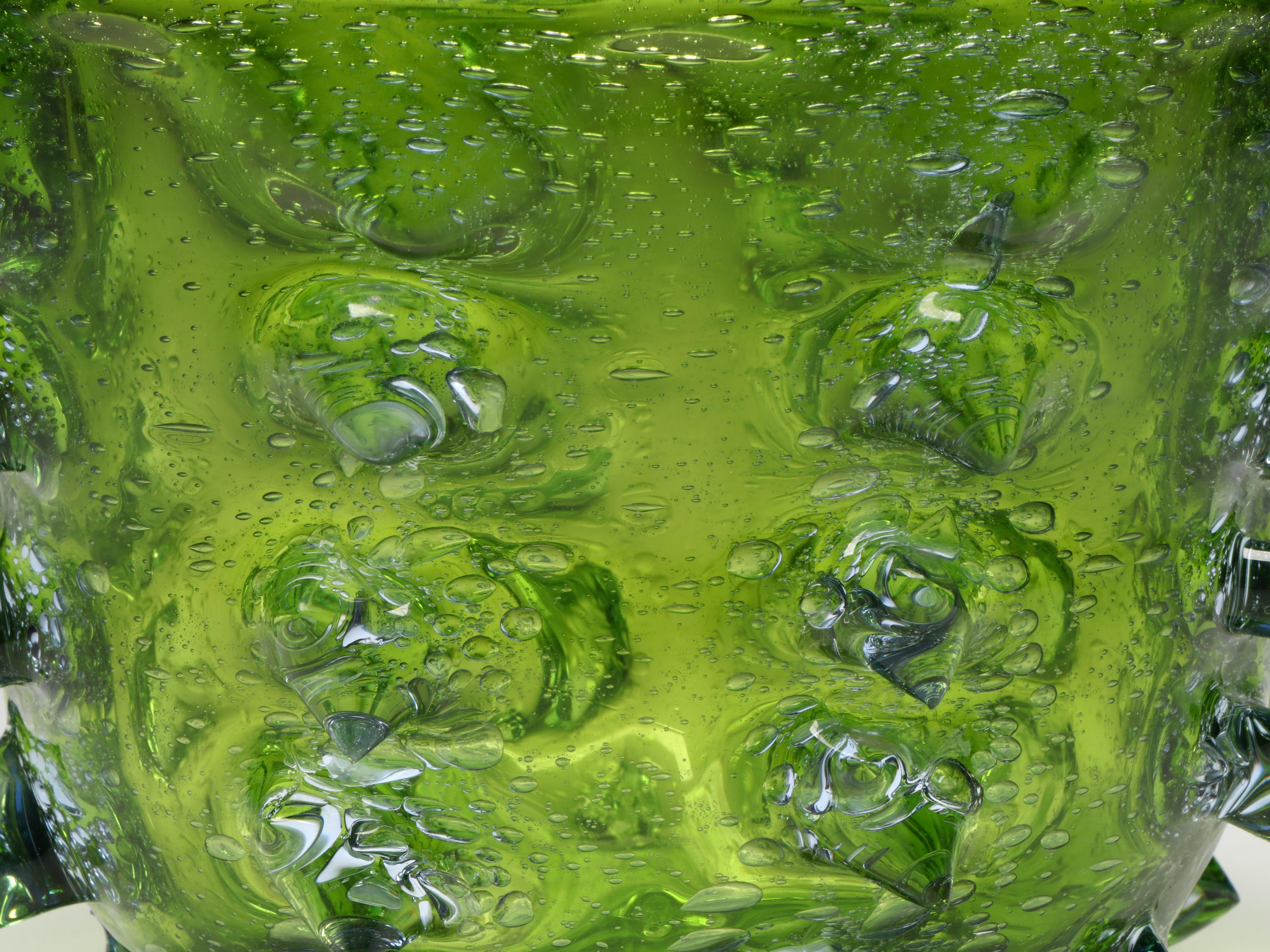 Contemporary Knobbed Art Glass Bowl