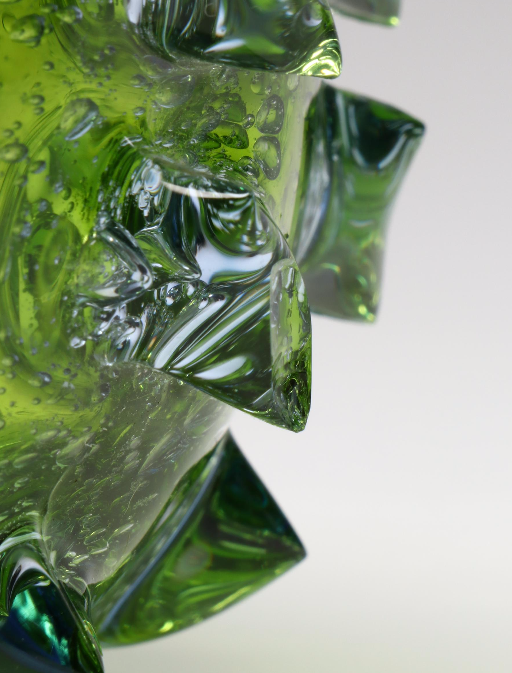 Contemporary Knobbed Art Glass Bowl