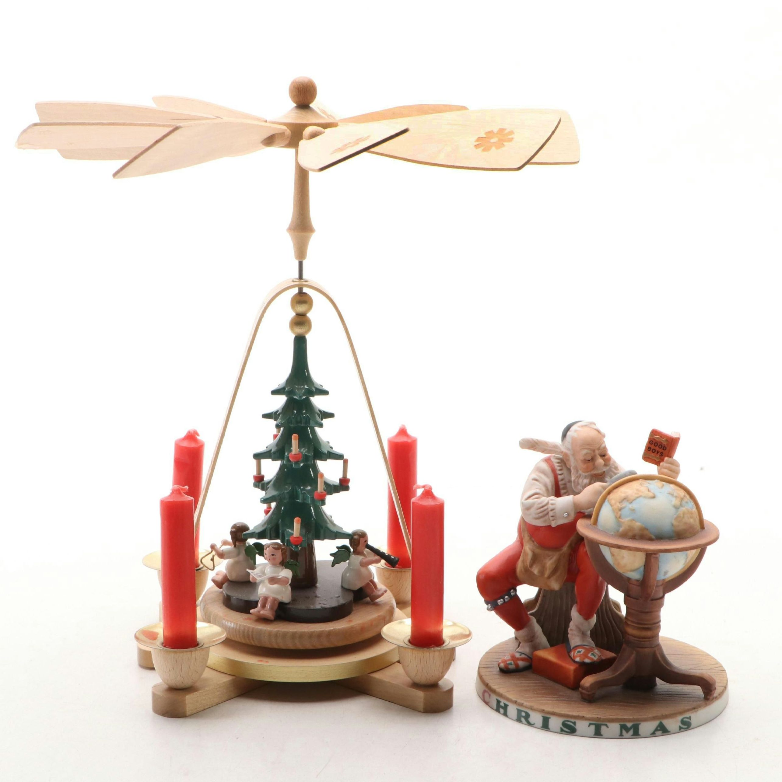 Erzgebirgische Volkskunst Christmas Tree Pyramid with Goebel Figurine