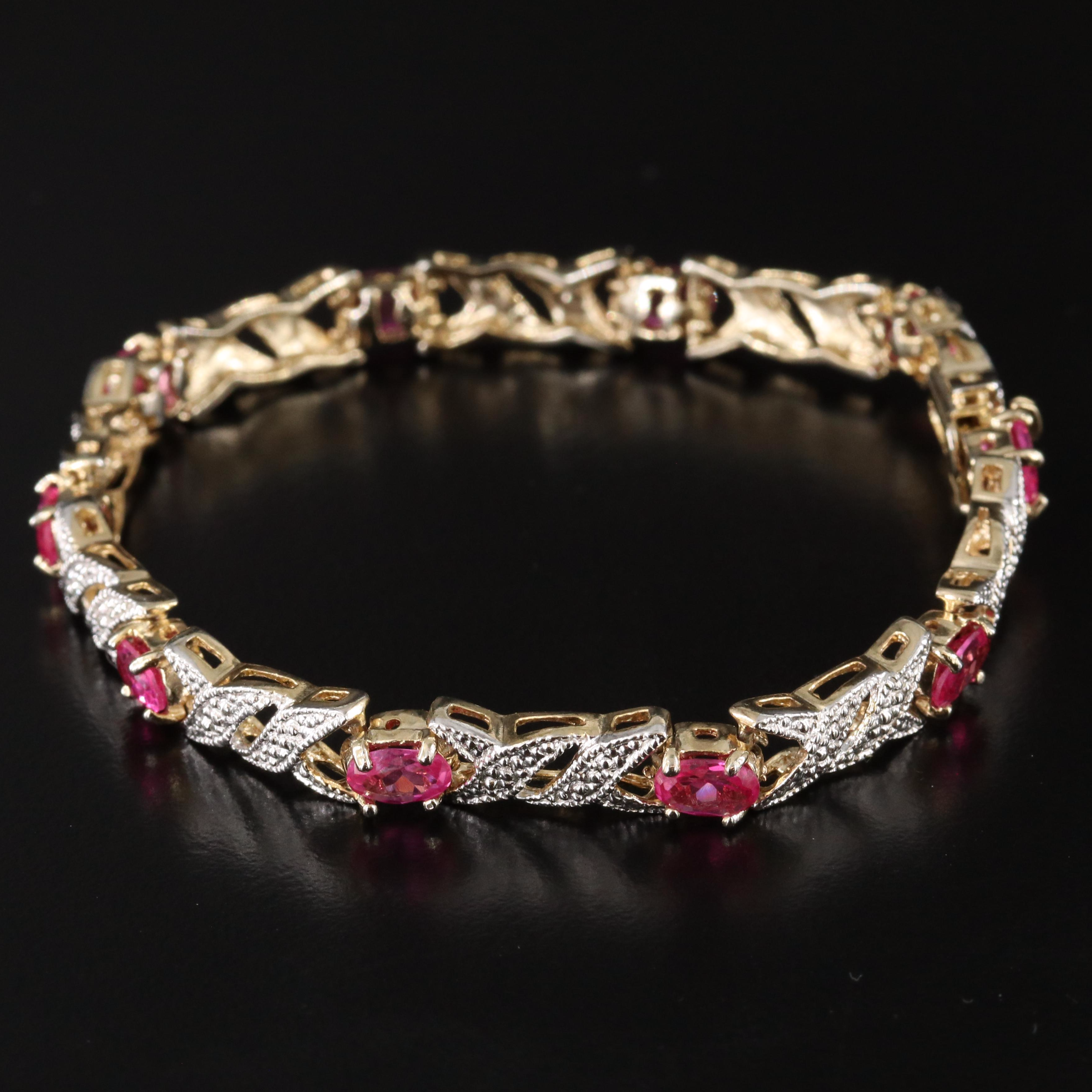 Sterling Sapphire and Diamond Bracelet