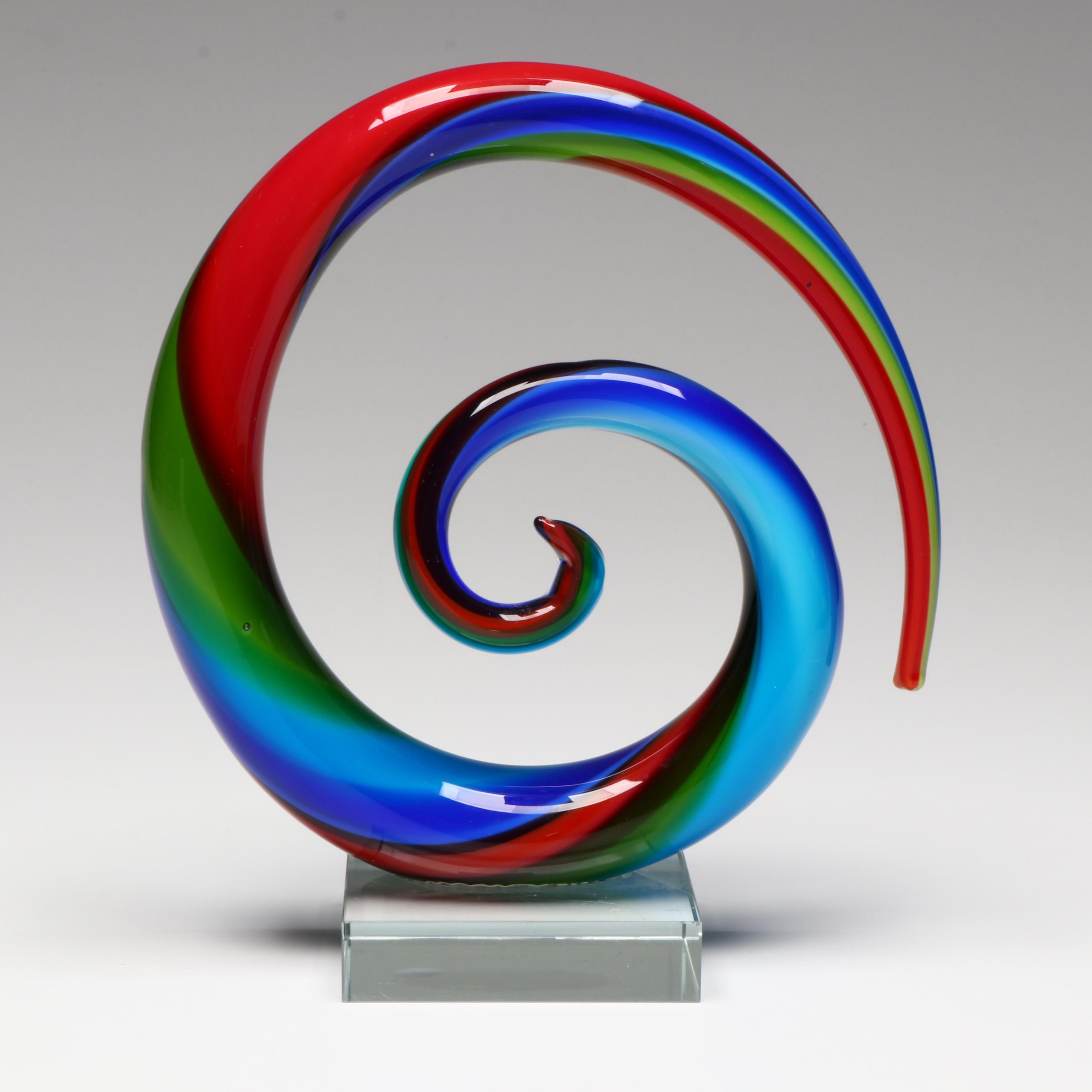 Murano Style Twisted Art Glass Sculpture