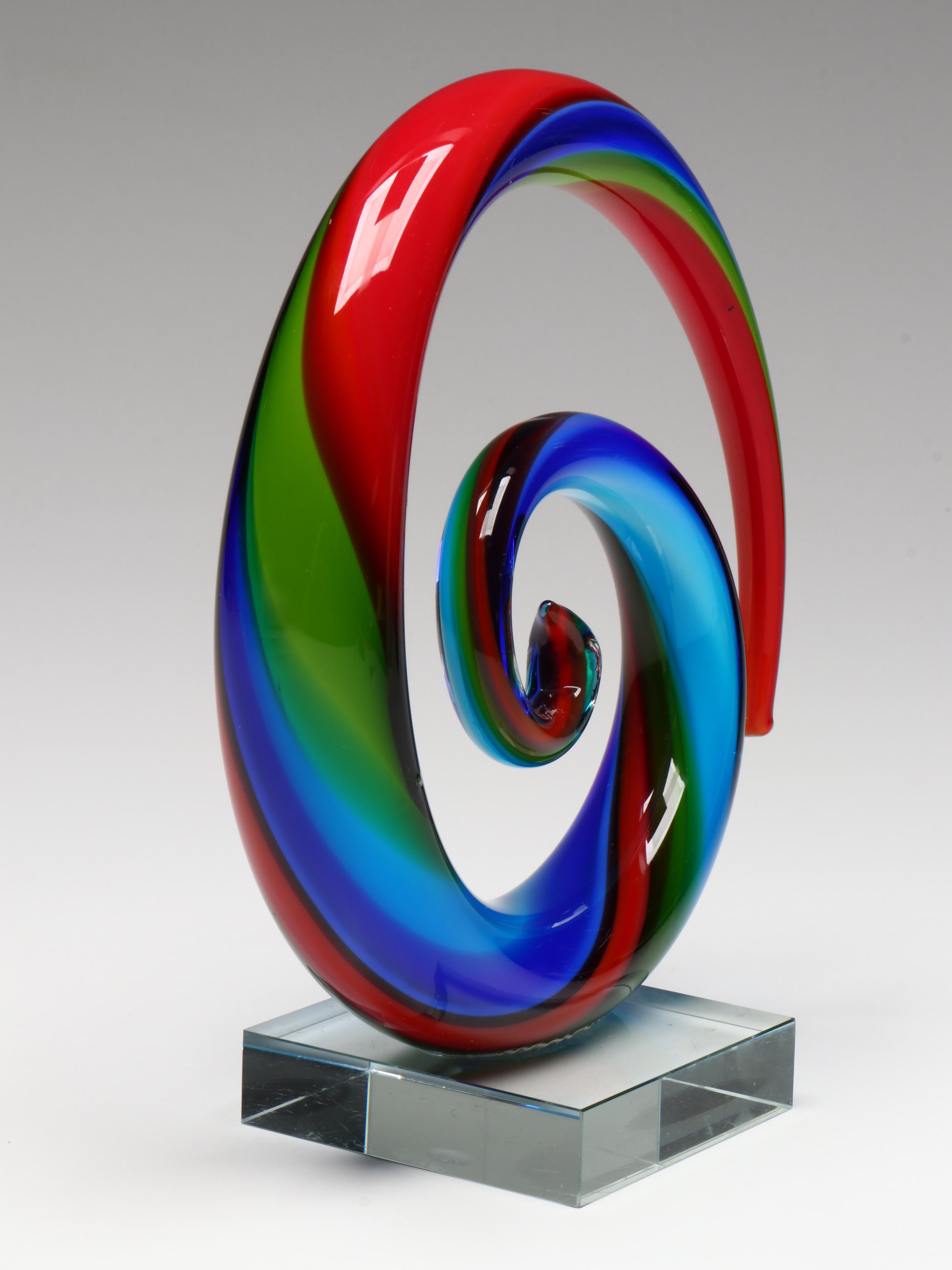 Murano Style Twisted Art Glass Sculpture