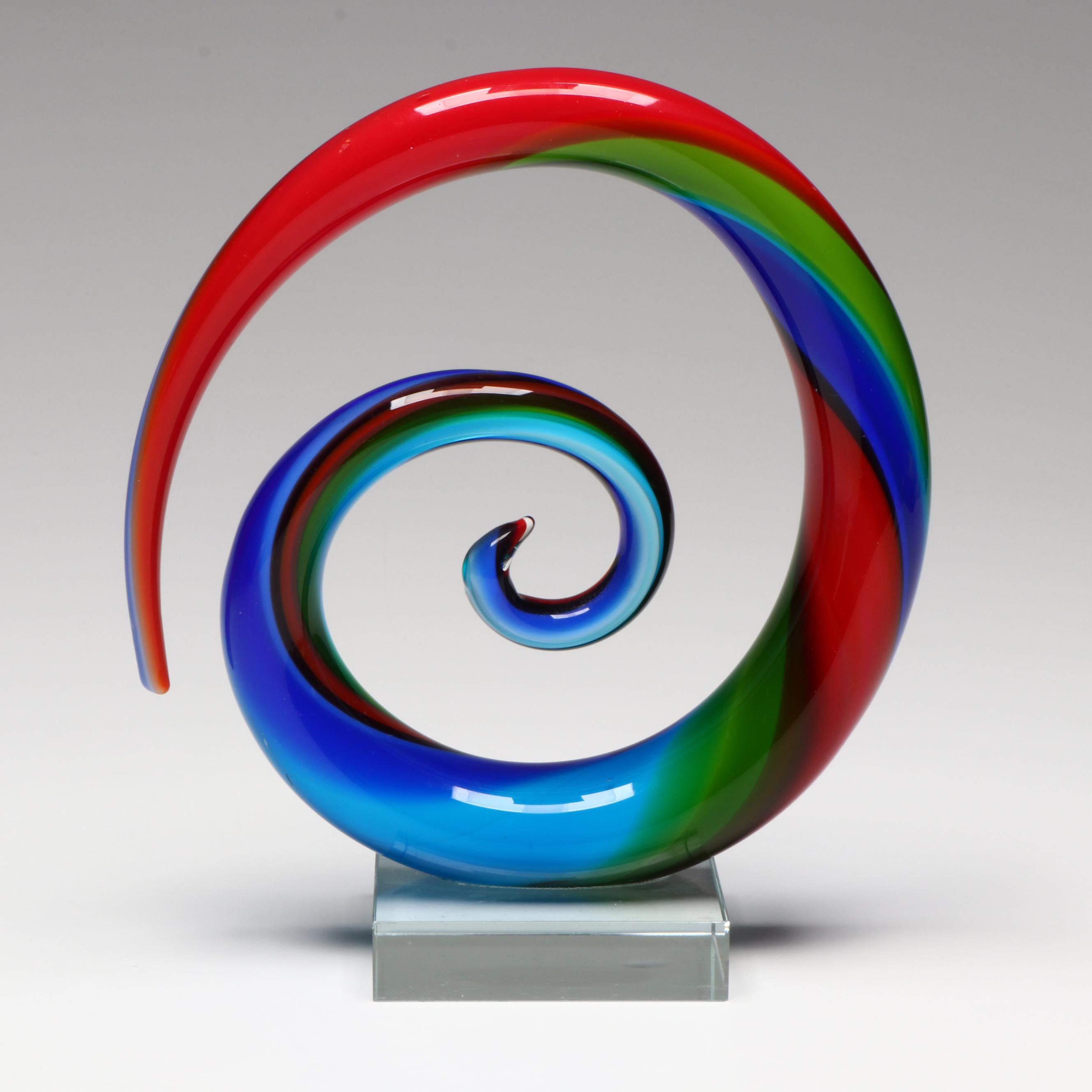 Murano Style Twisted Art Glass Sculpture