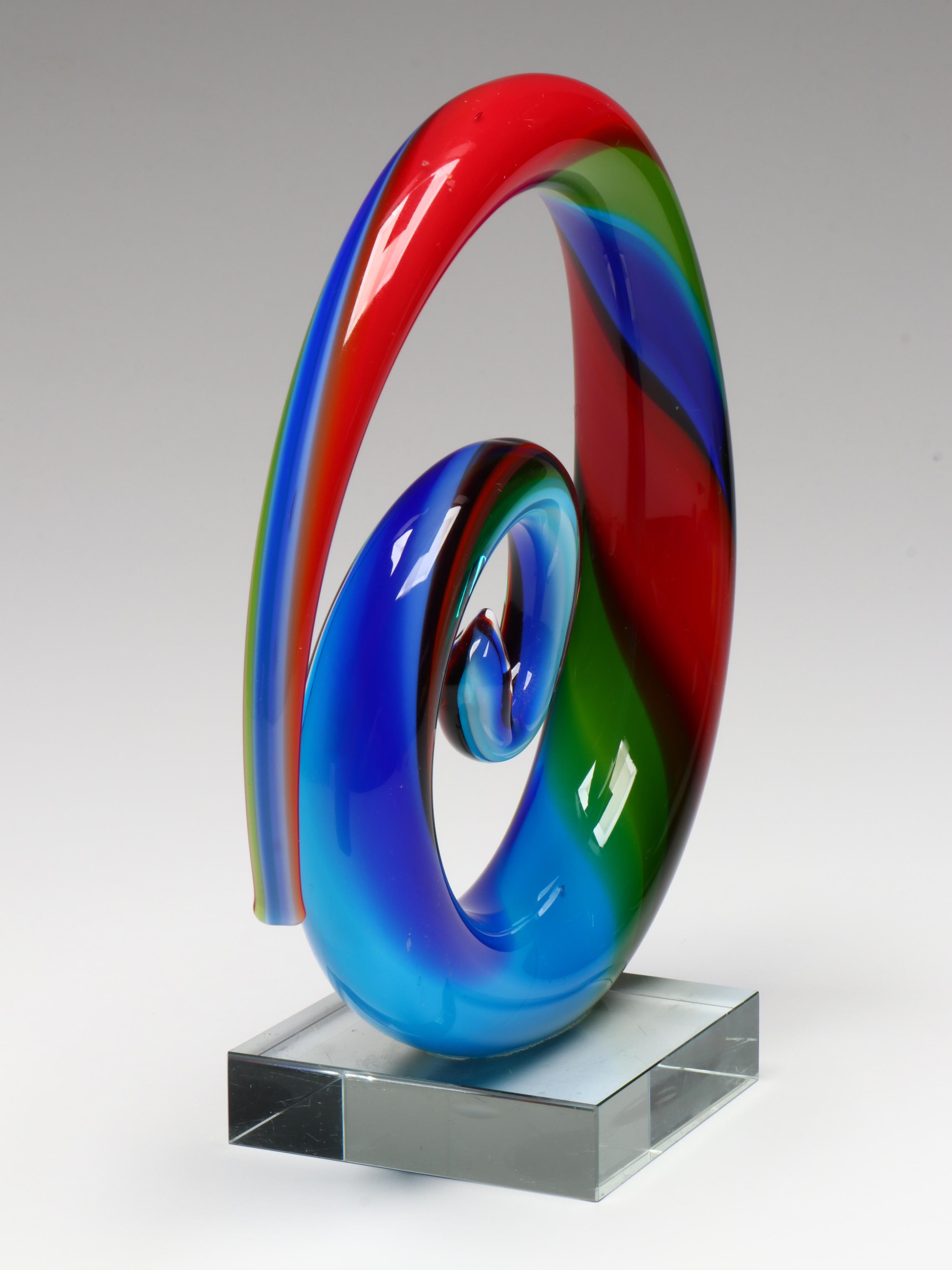 Murano Style Twisted Art Glass Sculpture