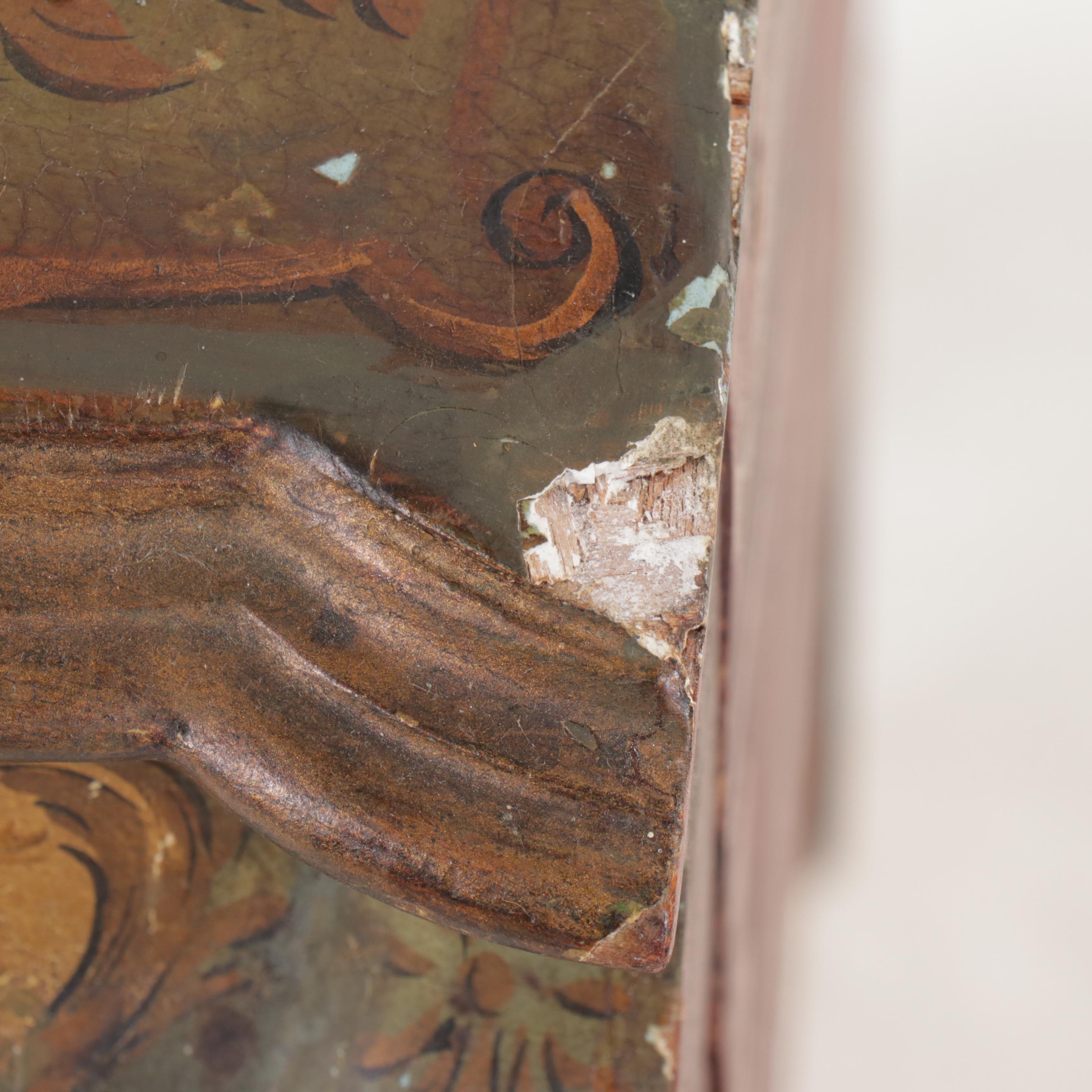 Pair of Venetian Rococo Style Painted End Tables with Glass Tops