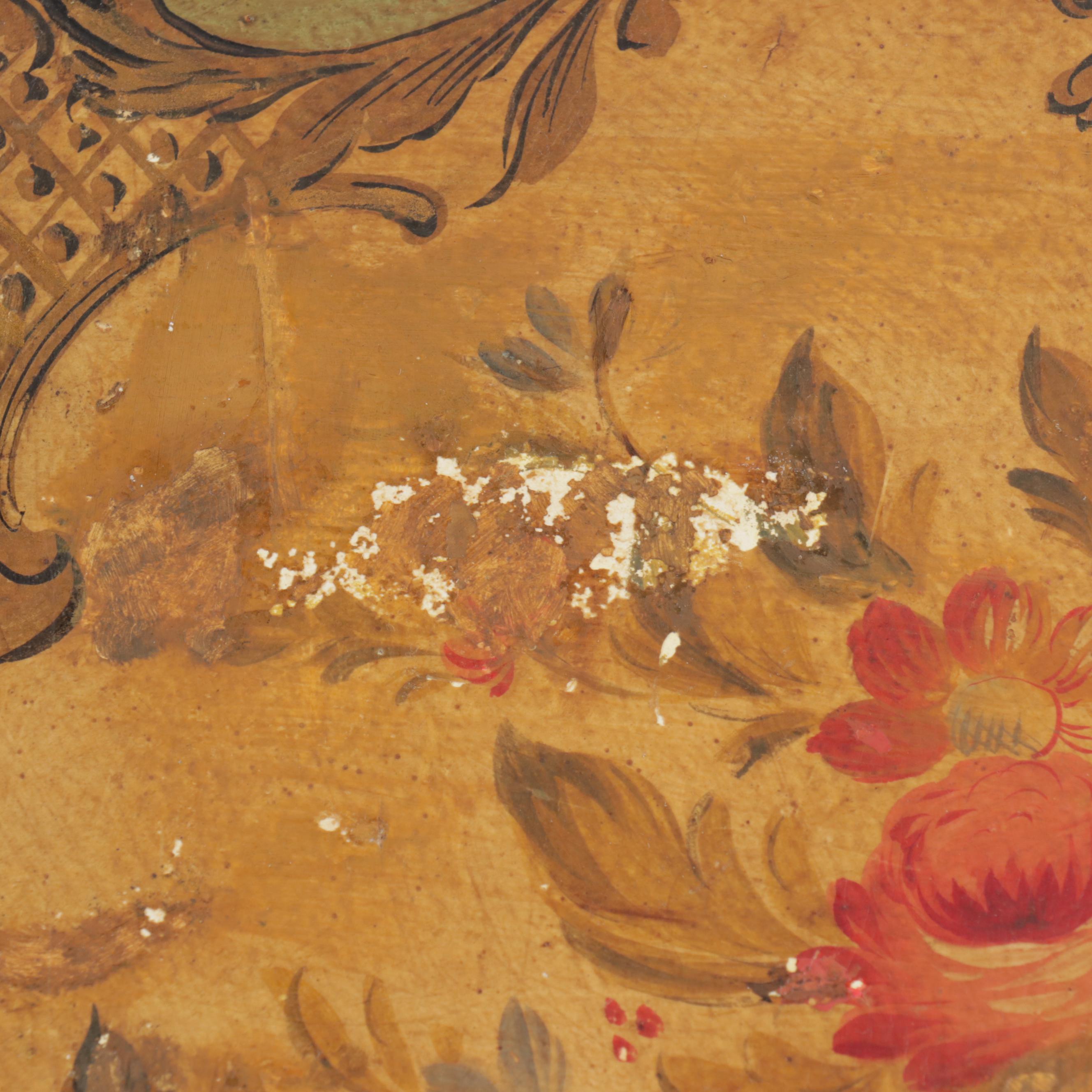 Pair of Venetian Rococo Style Painted End Tables with Glass Tops