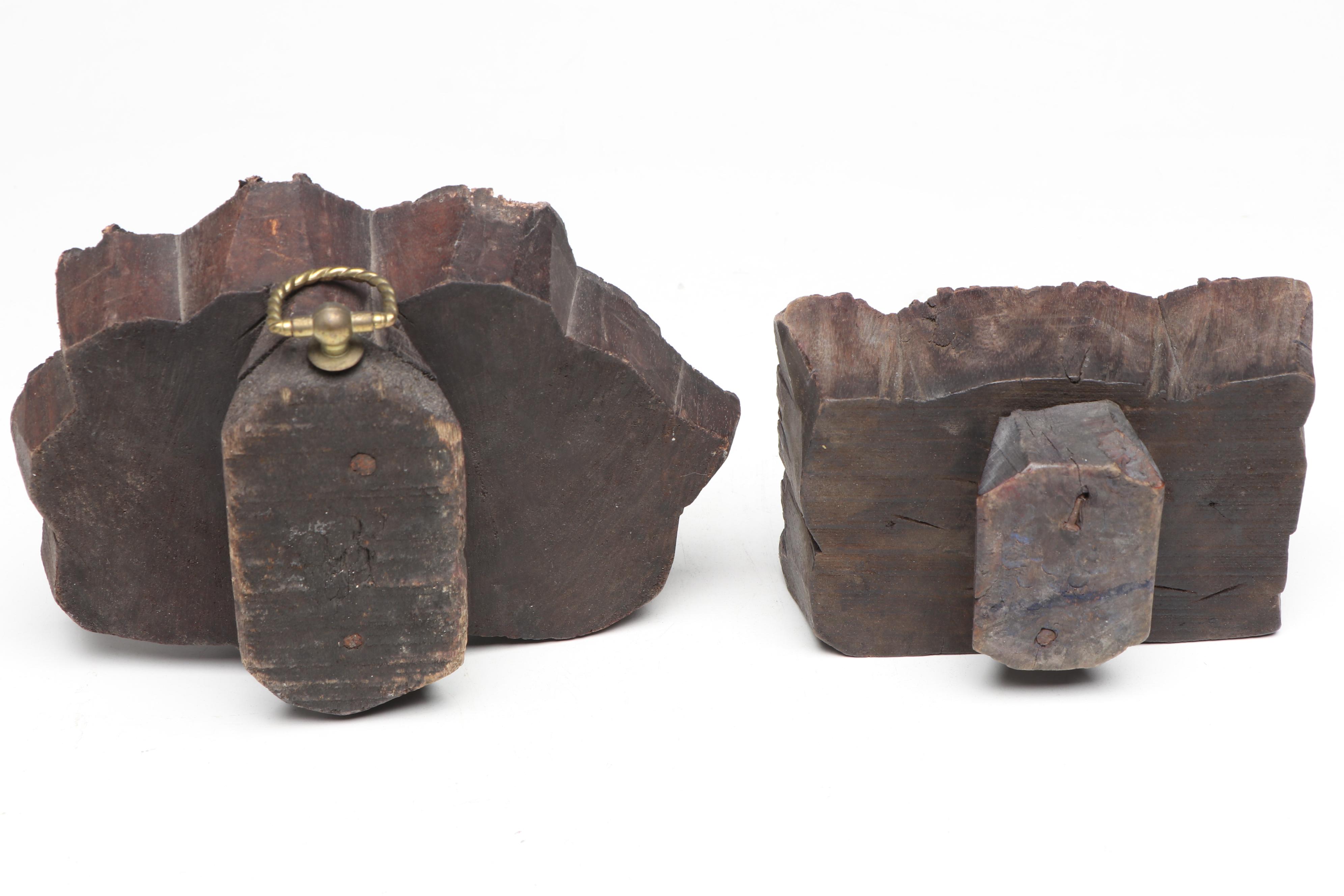 Indian Carved Wood Stamps with Spanish and Other Decor