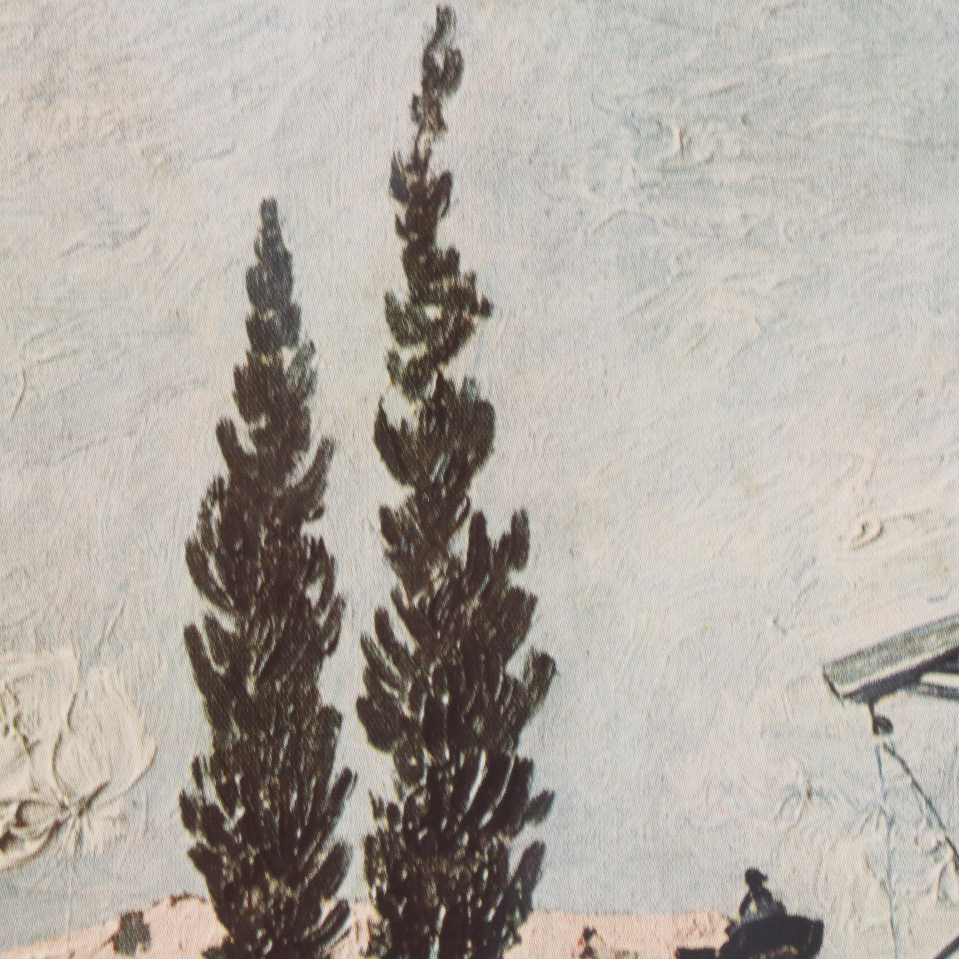 Offset Lithographs After Vincent Van Gogh with Yellow Steeple Ruin Photograph