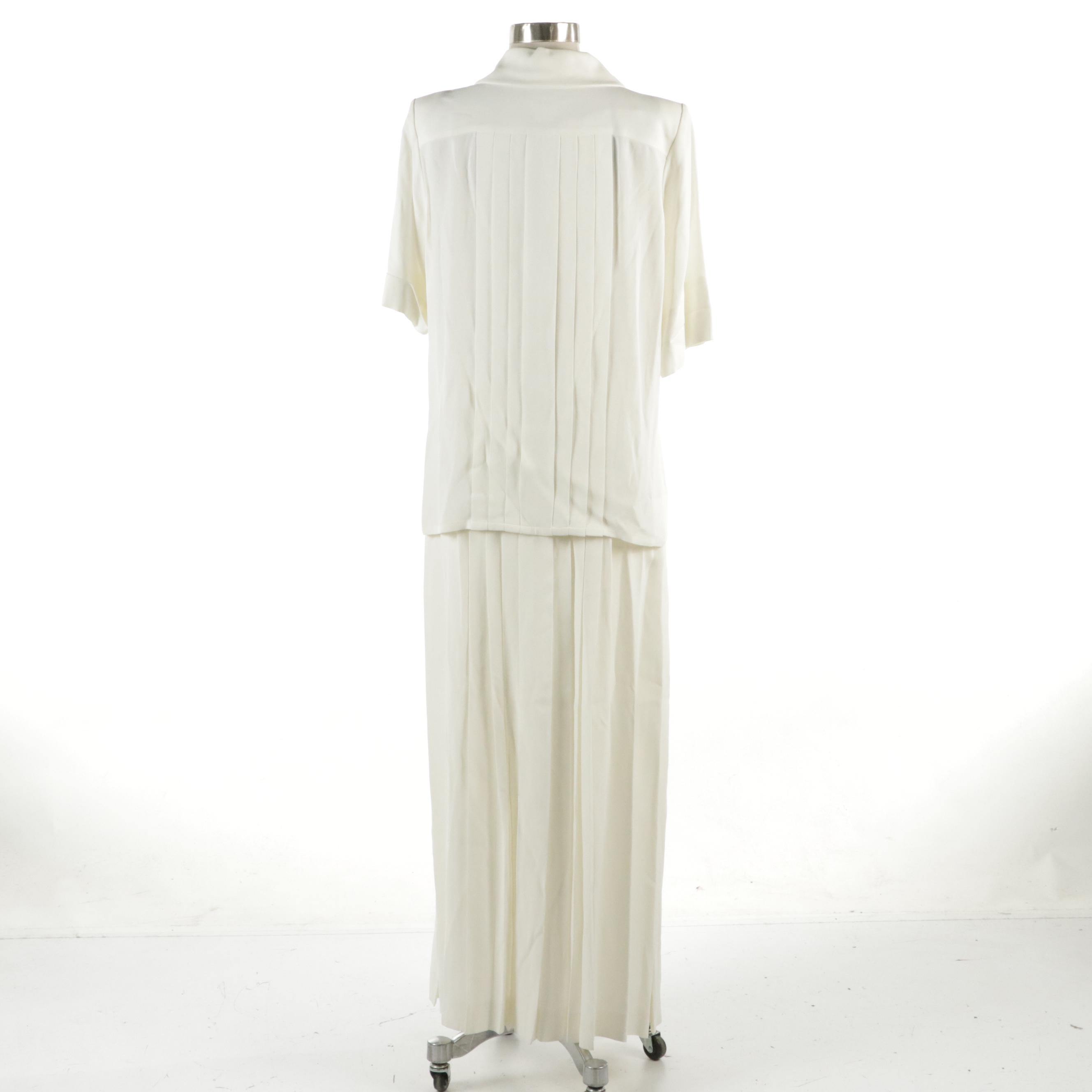 Yves Saint Laurent Rive Gauche Vintage Pleated Button-Front Skirt Set